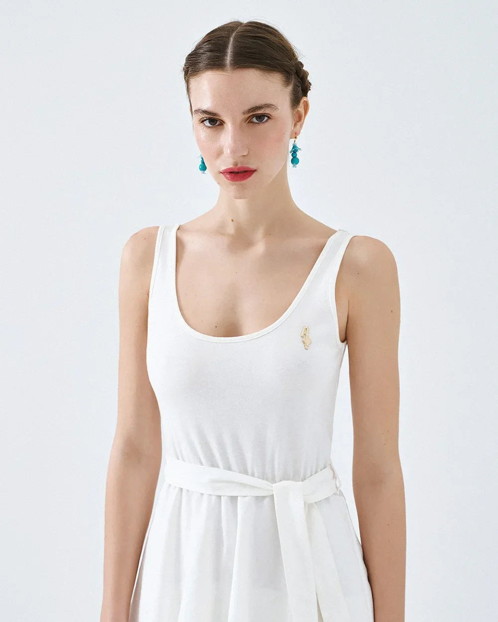 Ella White Sleevless Ruffle Dress