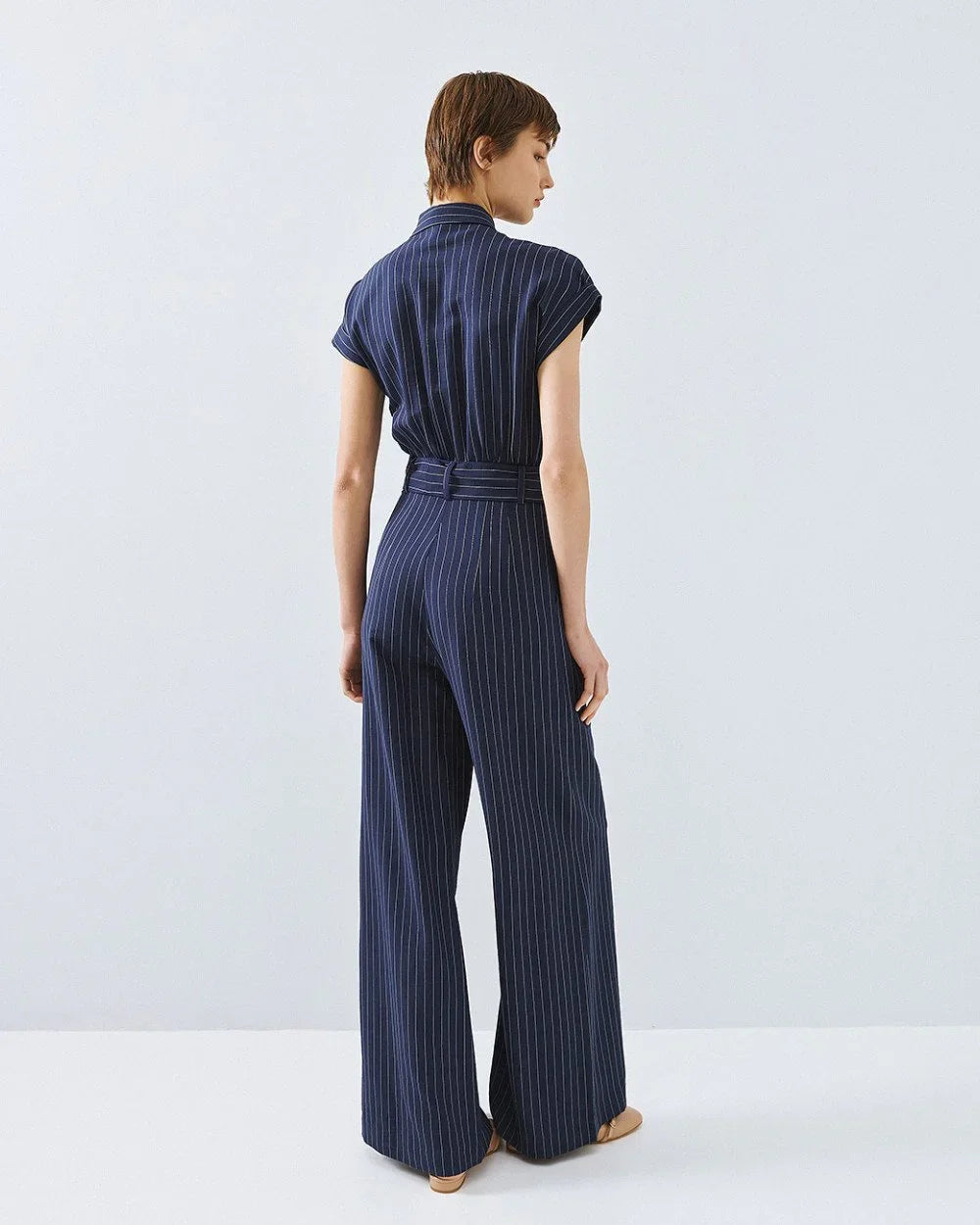 Evie Navy Stripe Jumpsuit