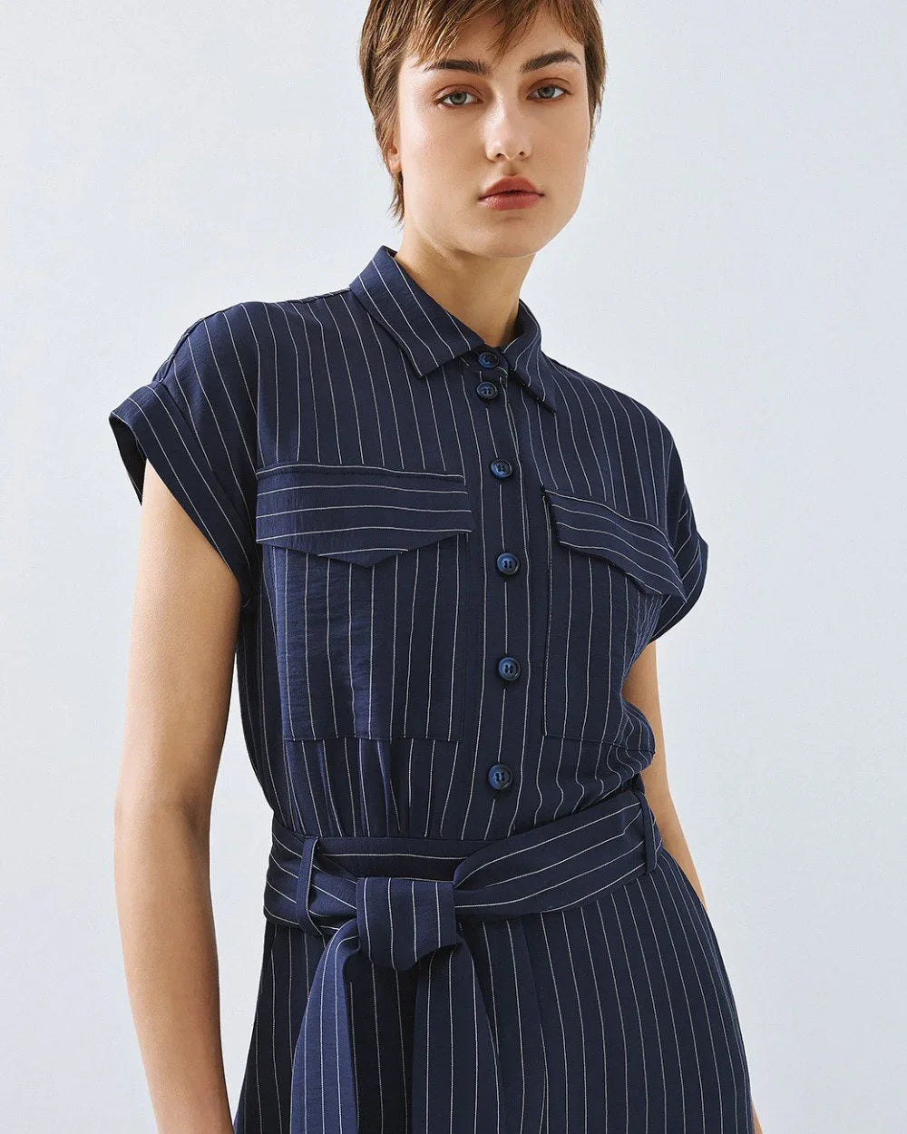 Evie Navy Stripe Jumpsuit