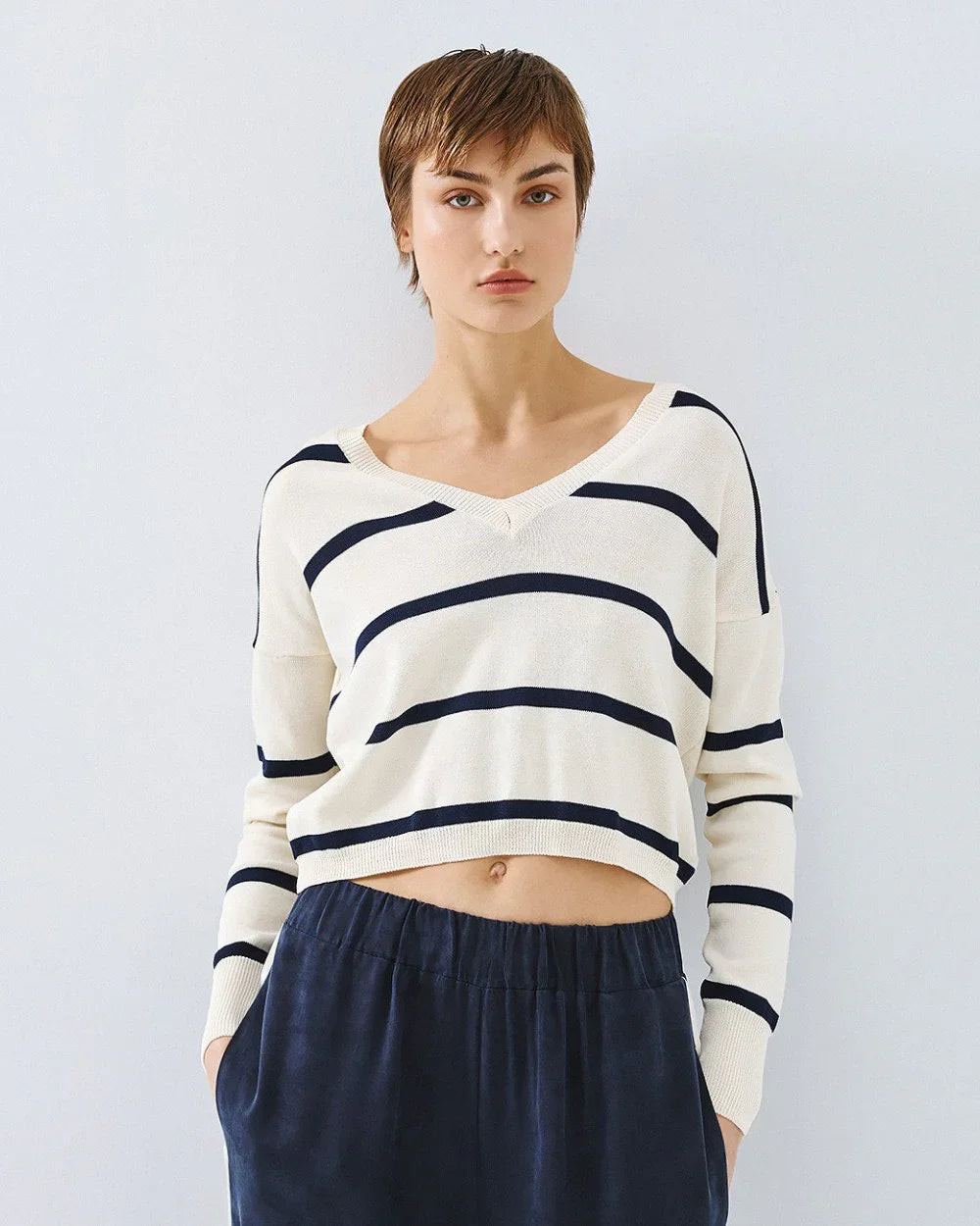 Cleo Navy Stripe Knit Top