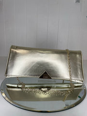 Lodi Vicky Gold Leather Slim Clutch Bag