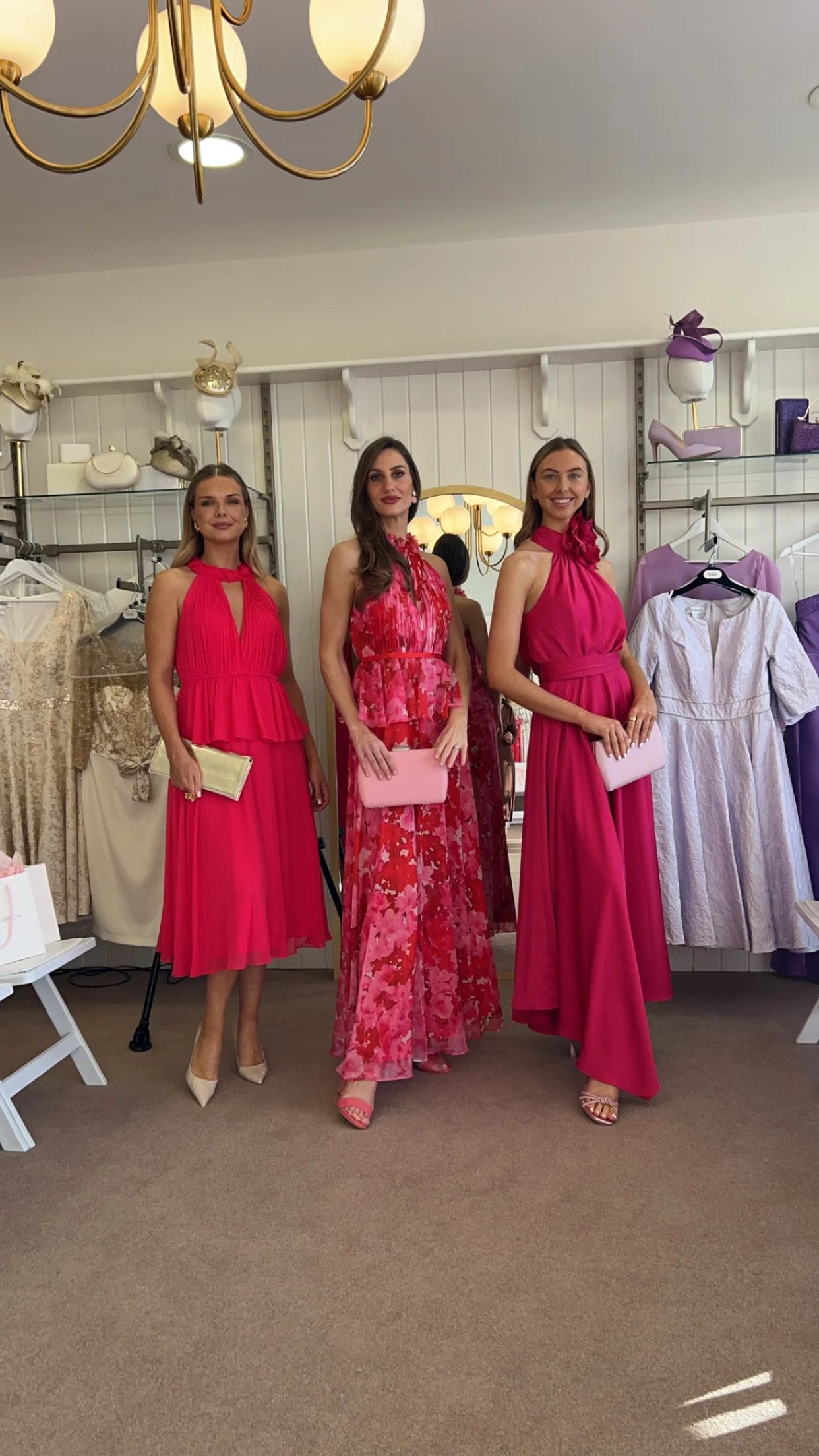 Nicole Raspberry Pink Halterneck (Rose) Dress