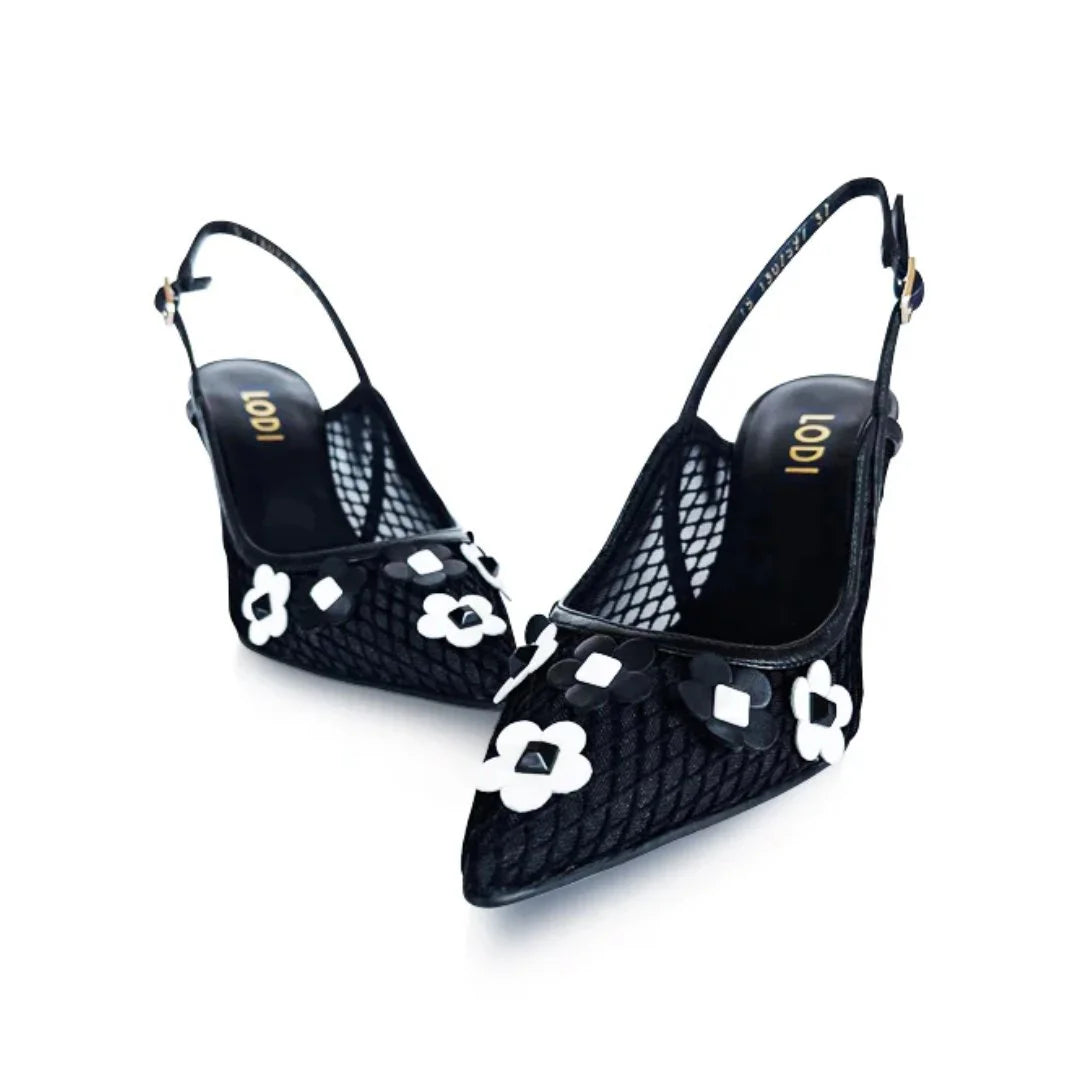 Lodi Raseria Black Flower Slingback