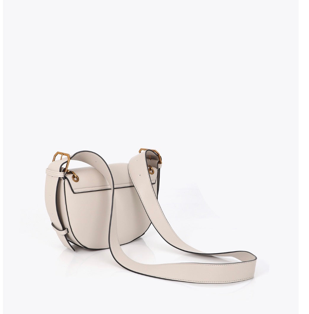 Mia Cream & Gold Saddle Shoulder Bag