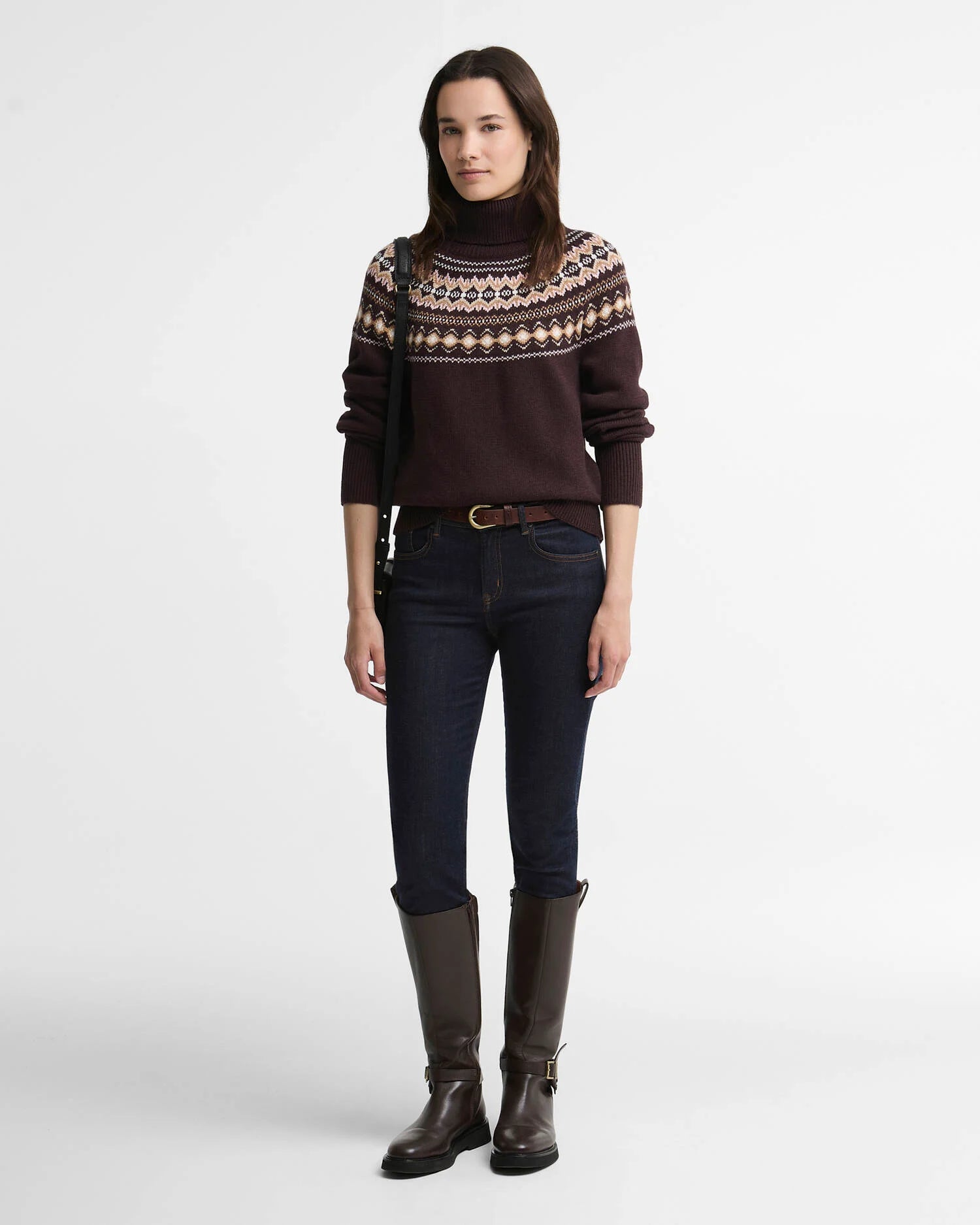 Barbour Brown Darwen Fairisle Rollneck Jumper