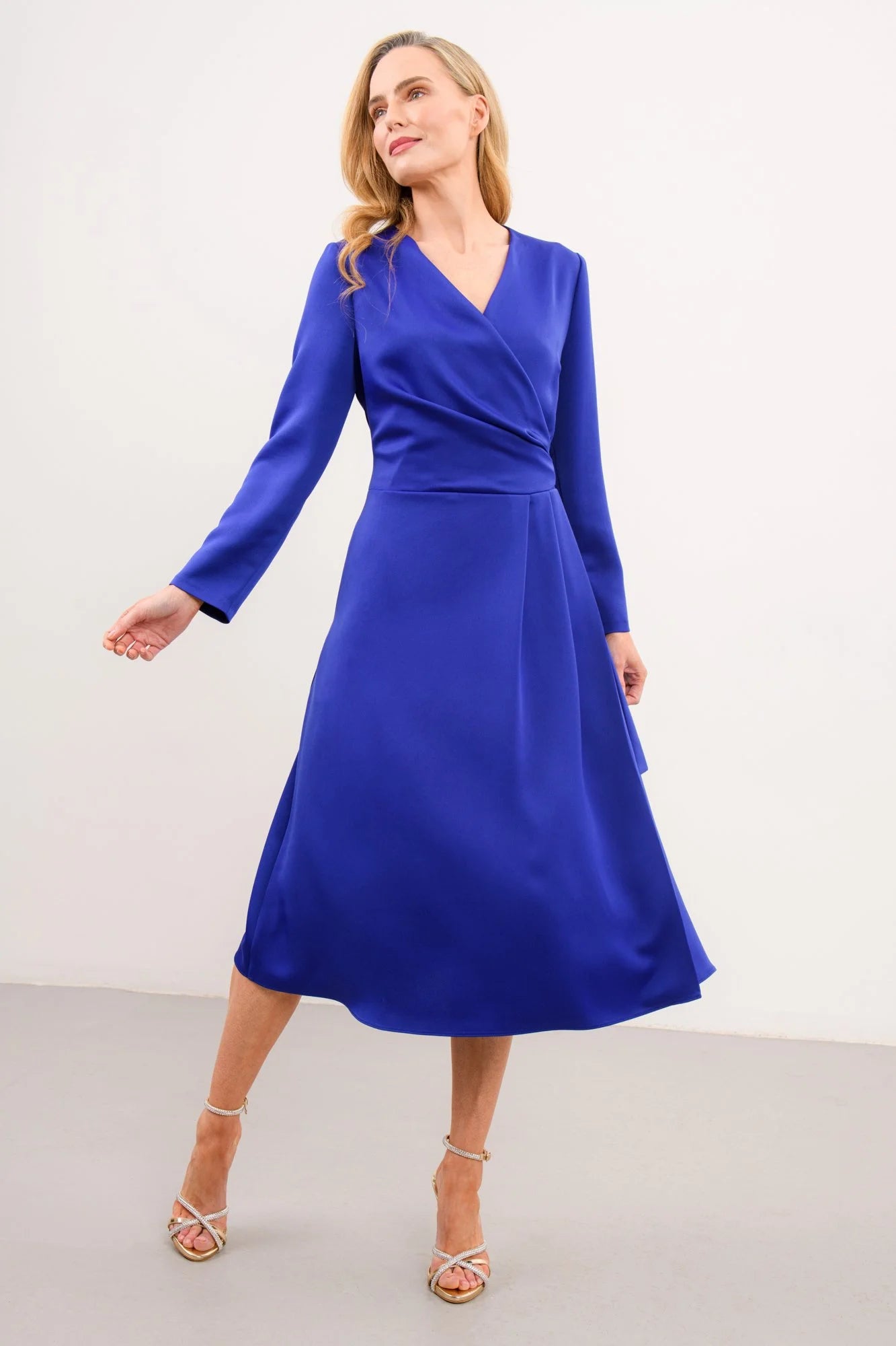Kamilla Long-Sleeve Dress in Blue Mauve