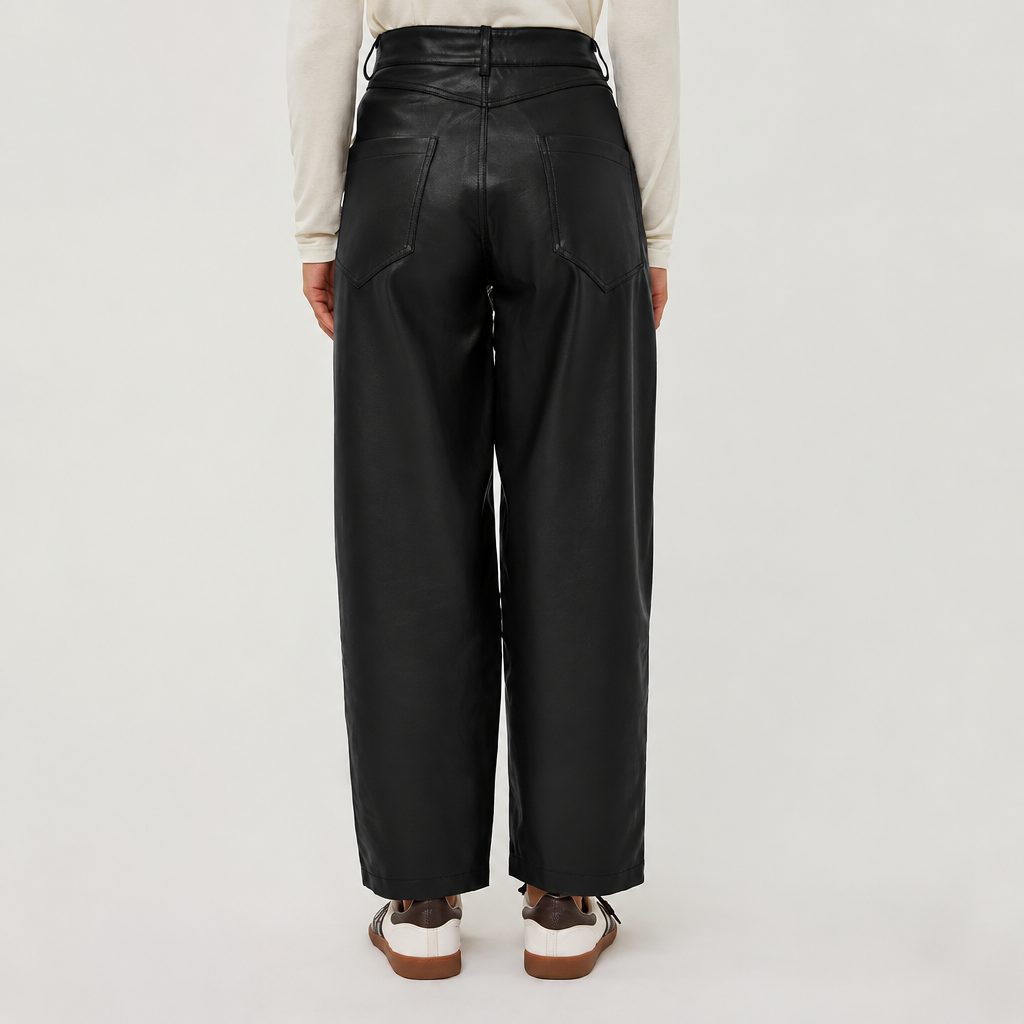 Lily Black Faux Leather Trousers