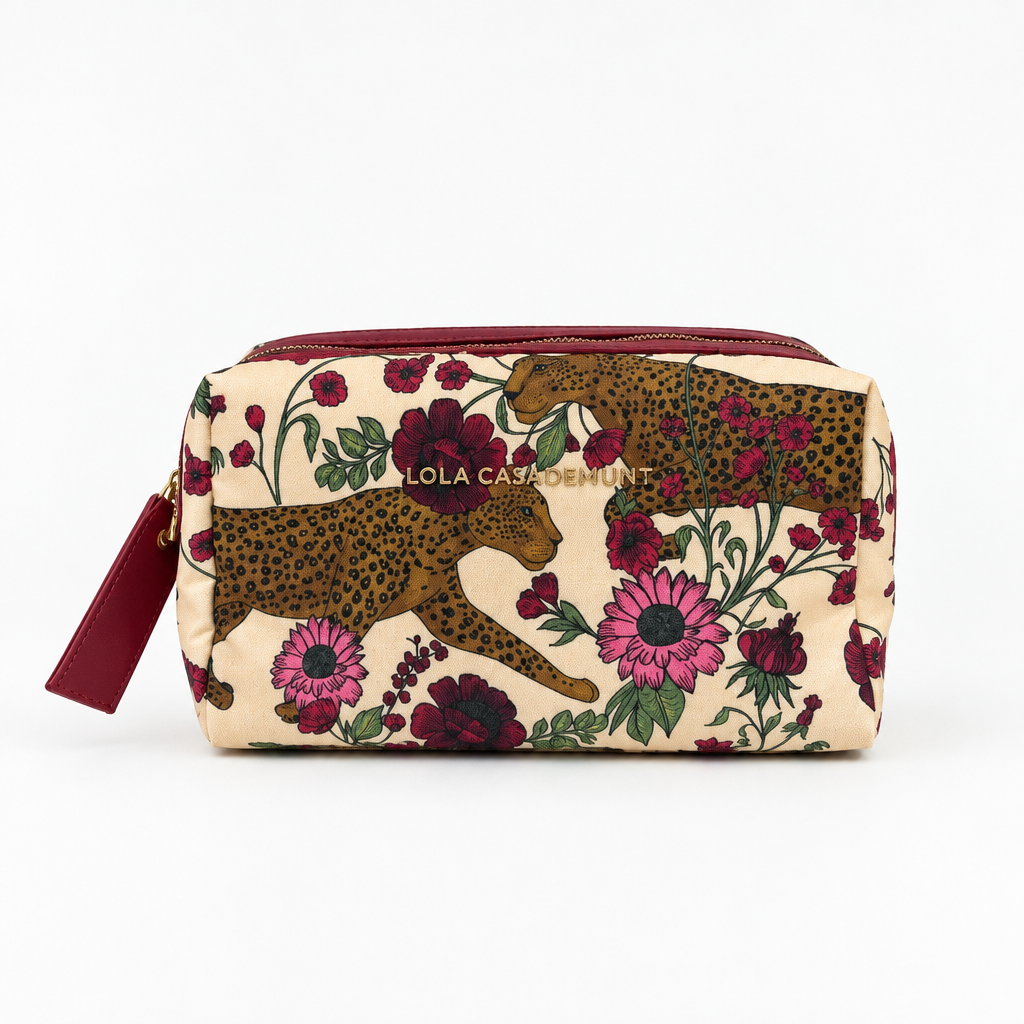 Mica Tiger & Floral Print Toiletry Bag