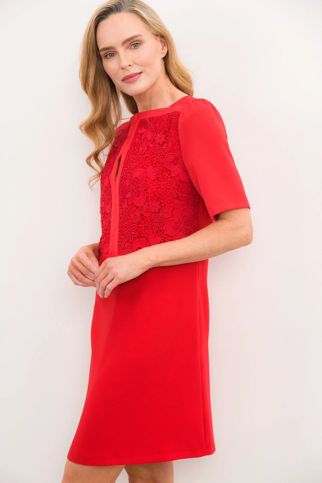 Alix Lace Dress in Red