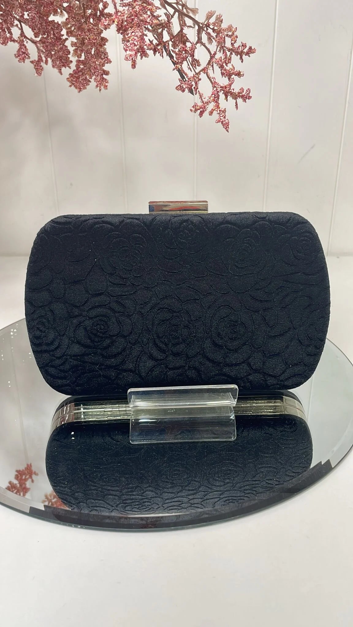 Rosa Black Suede Clutch bag