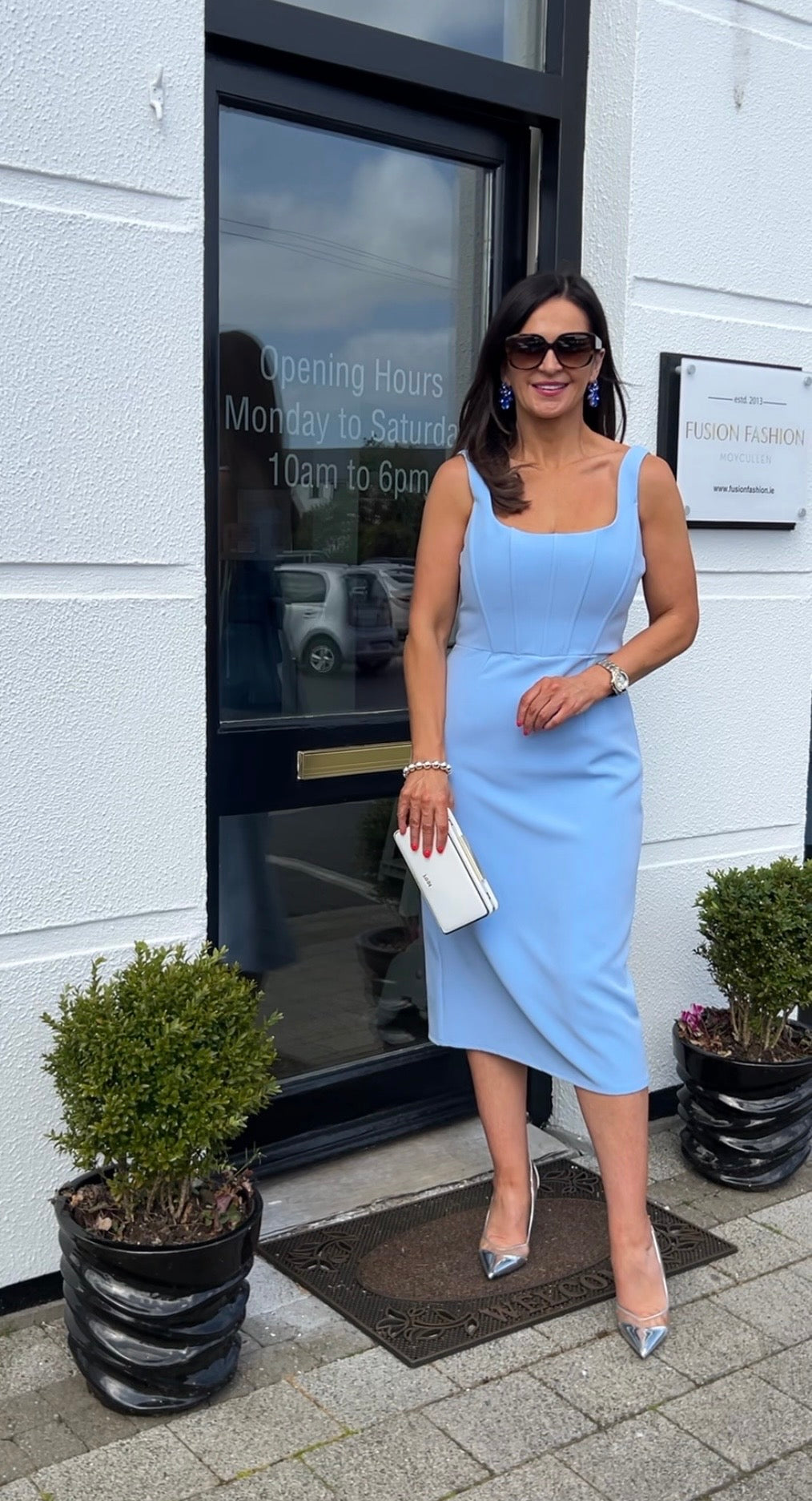 Louisa Blue Bow Dress