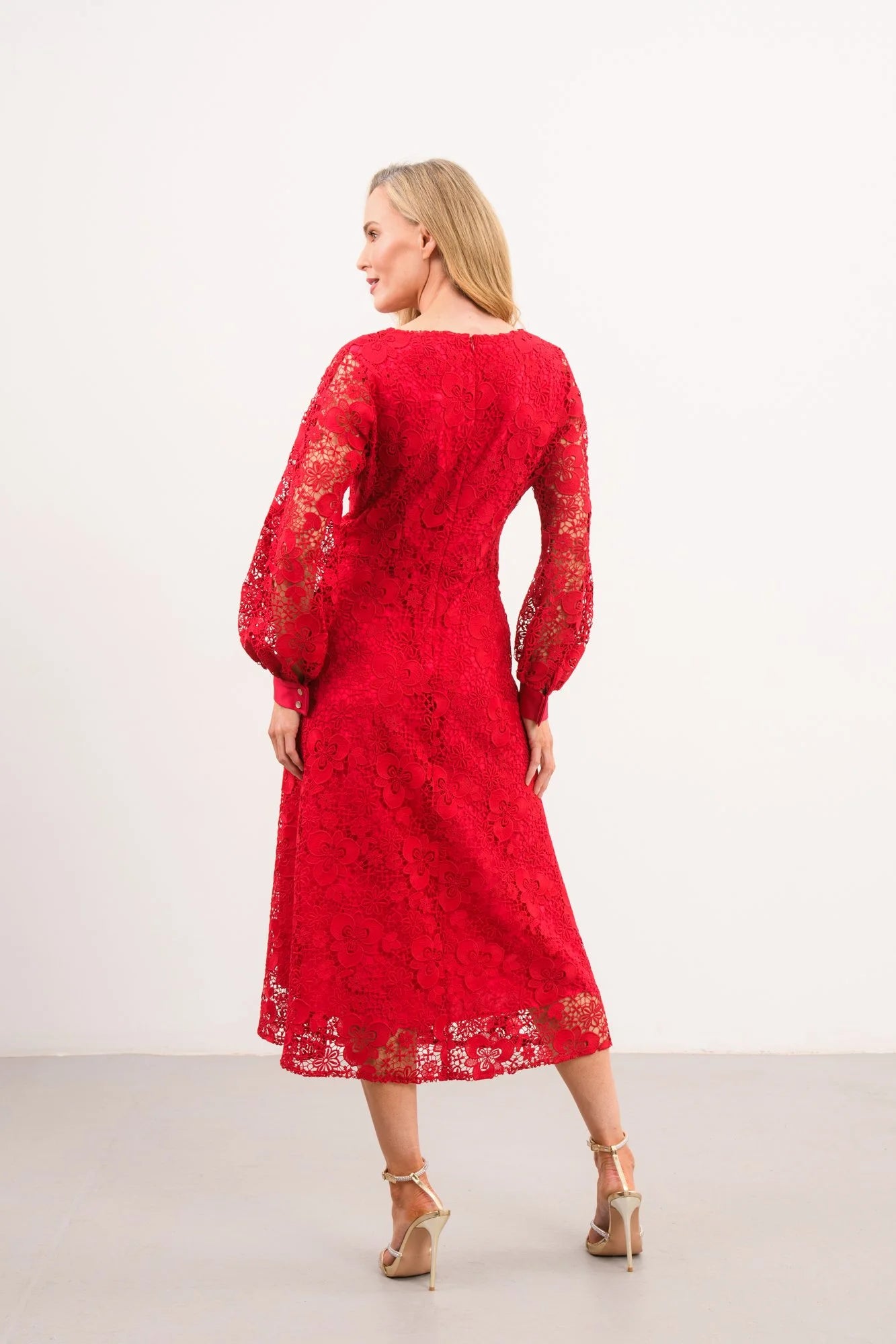 Iris Lace Dress in Red