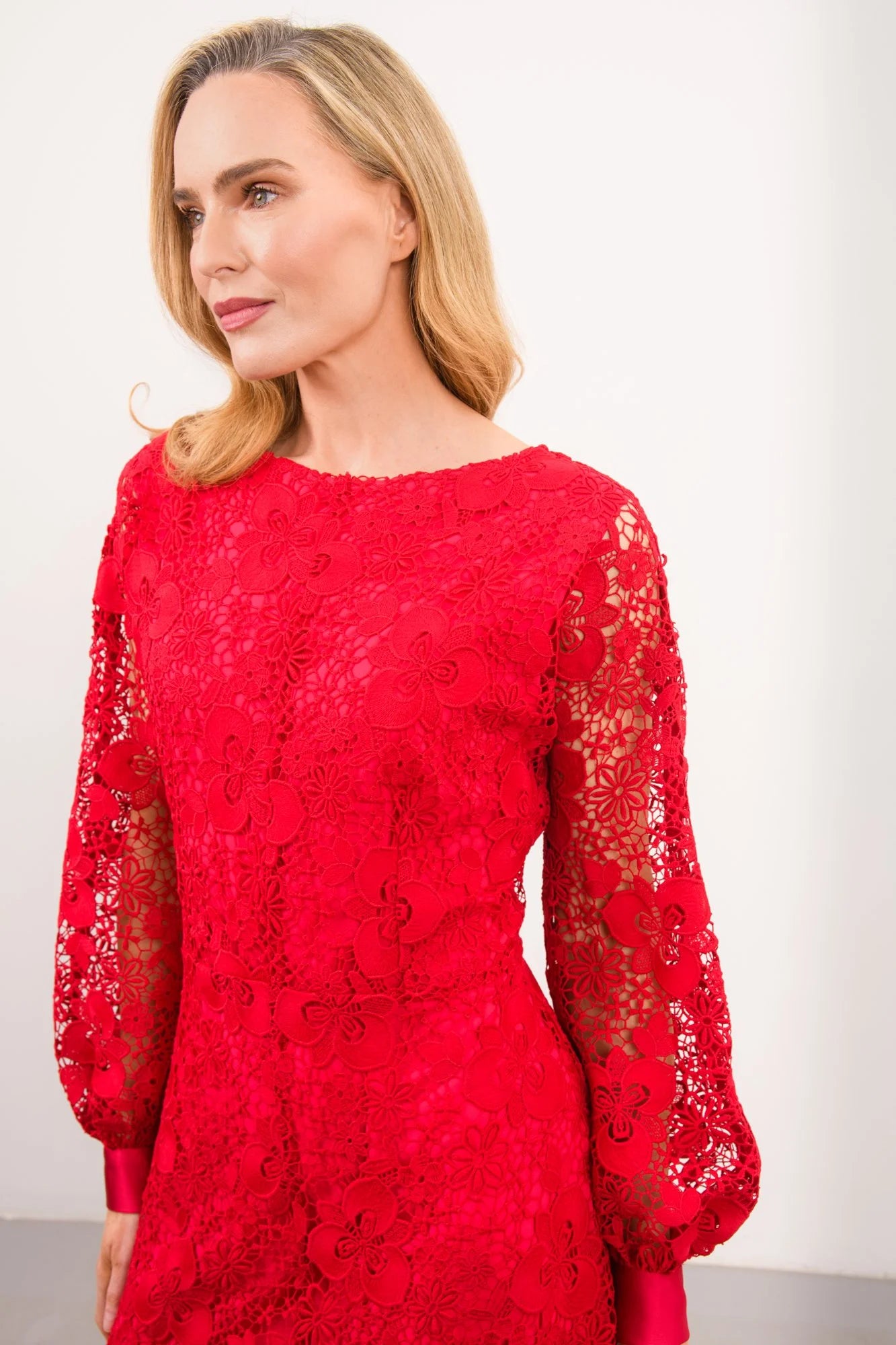 Iris Lace Dress in Red