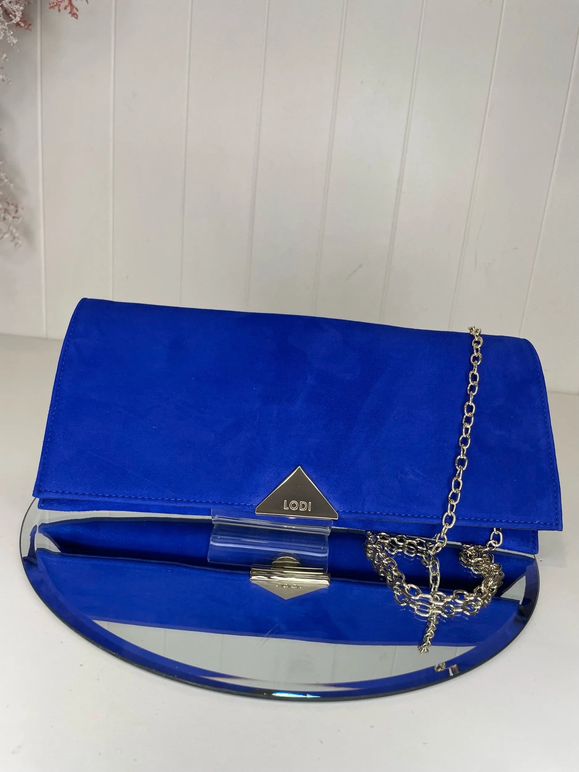 Lodi Vicky Royal Blue Suede Clutch