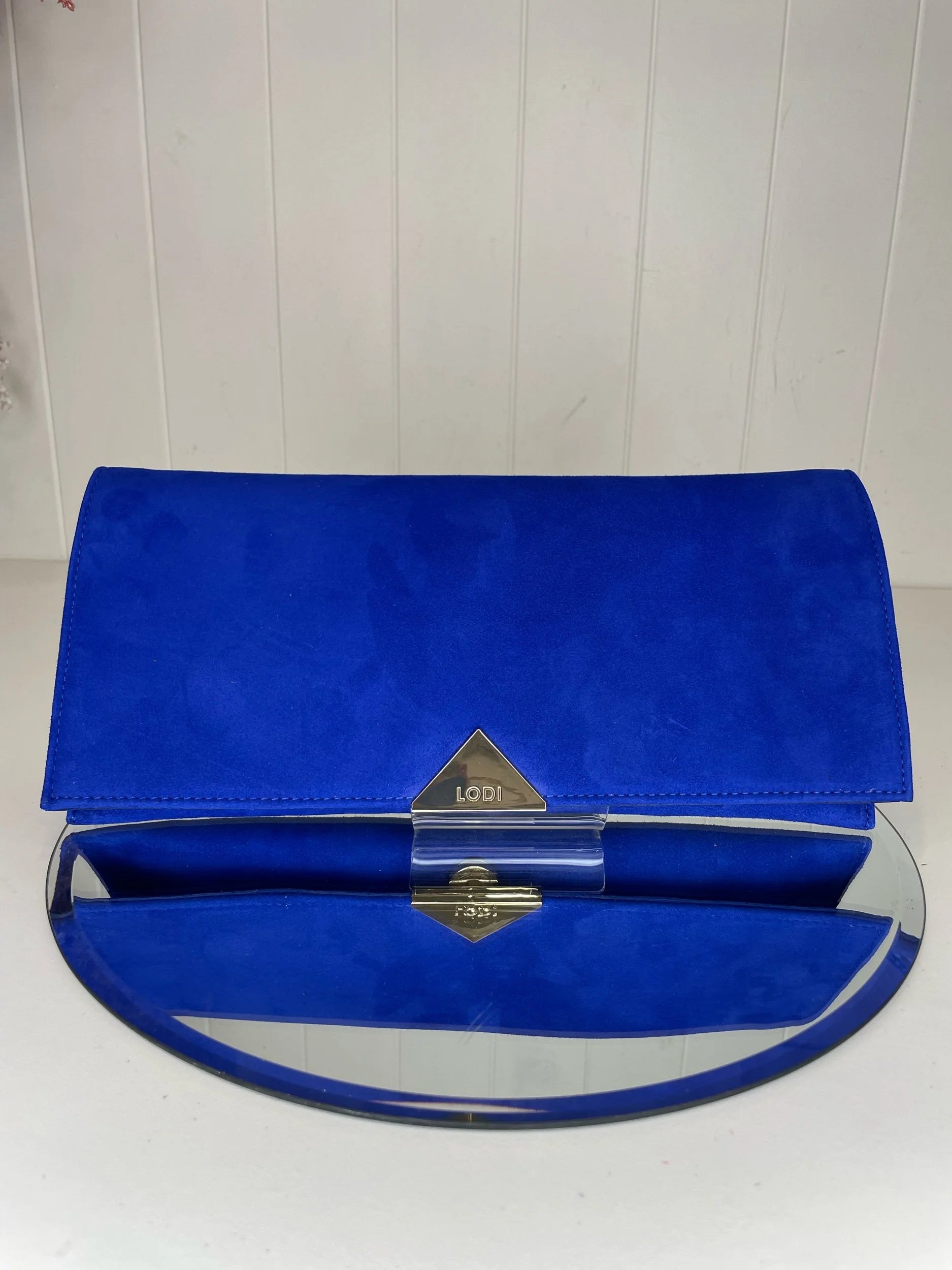 Lodi Vicky Royal Blue Suede Clutch