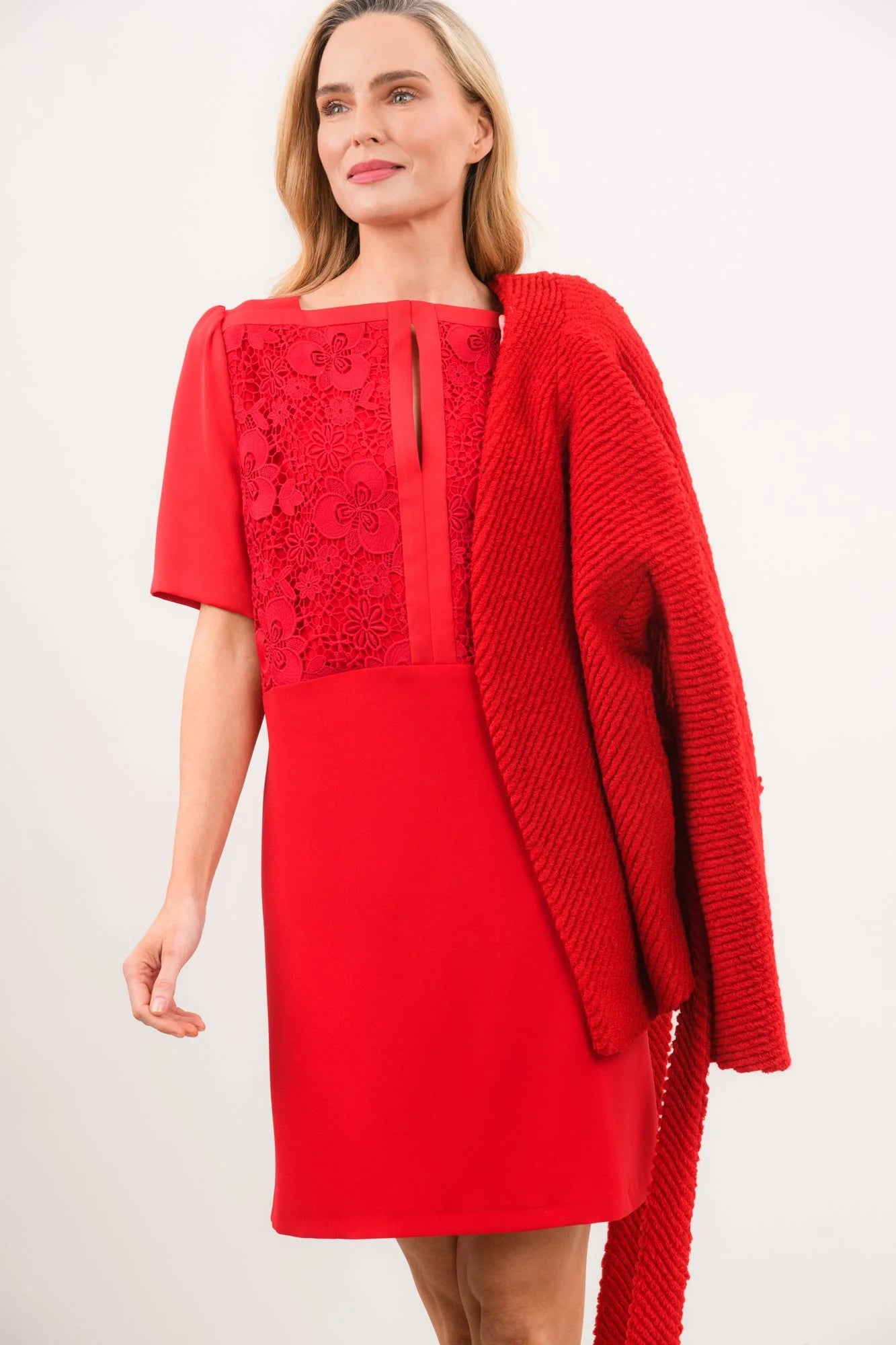 Alix Lace Dress in Red
