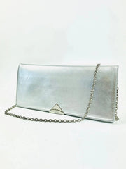 Lodi Vicky Silver Leather Slim Clutch Bag