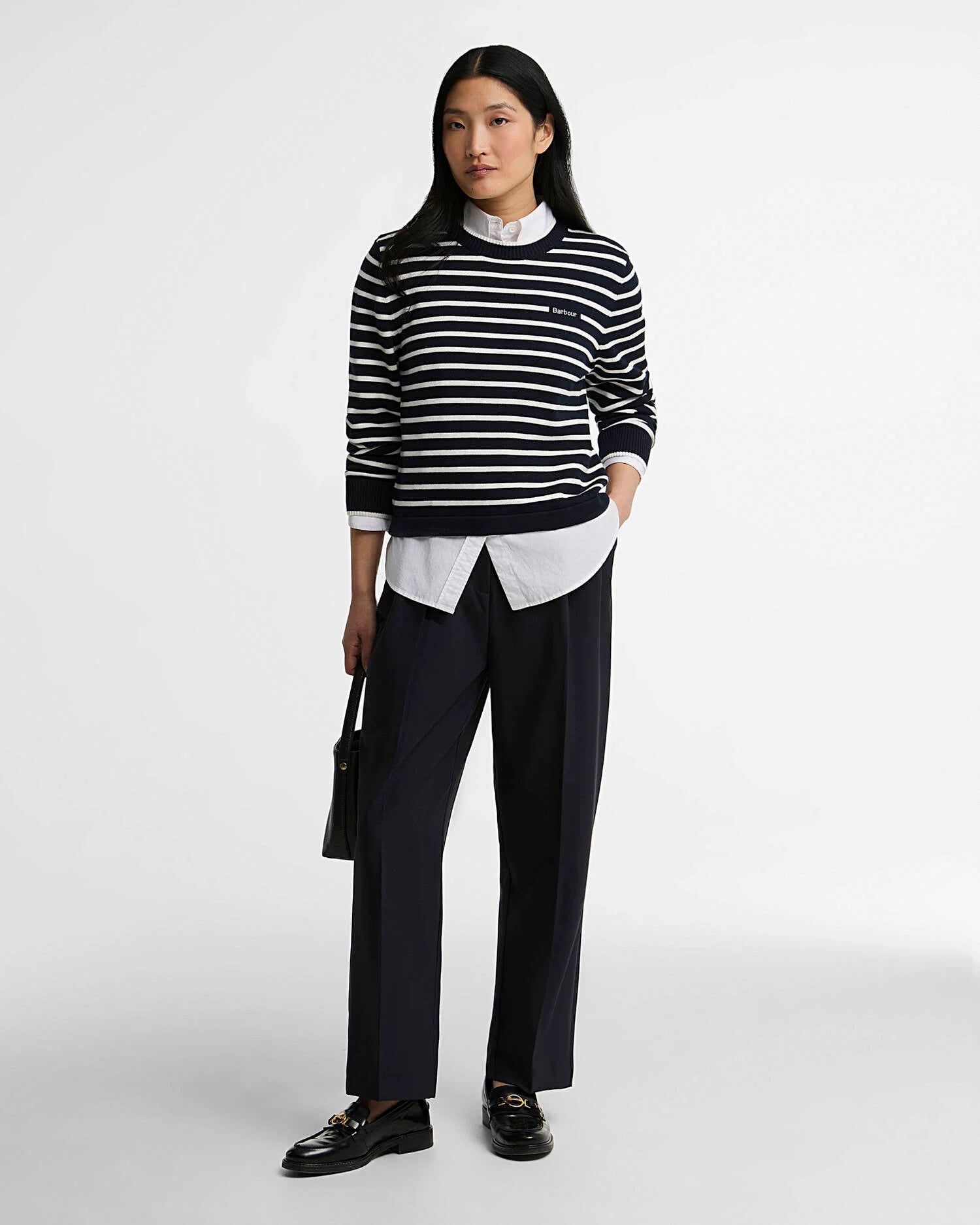 Barbour Navy Emmy Striped Crew Neck Jumper