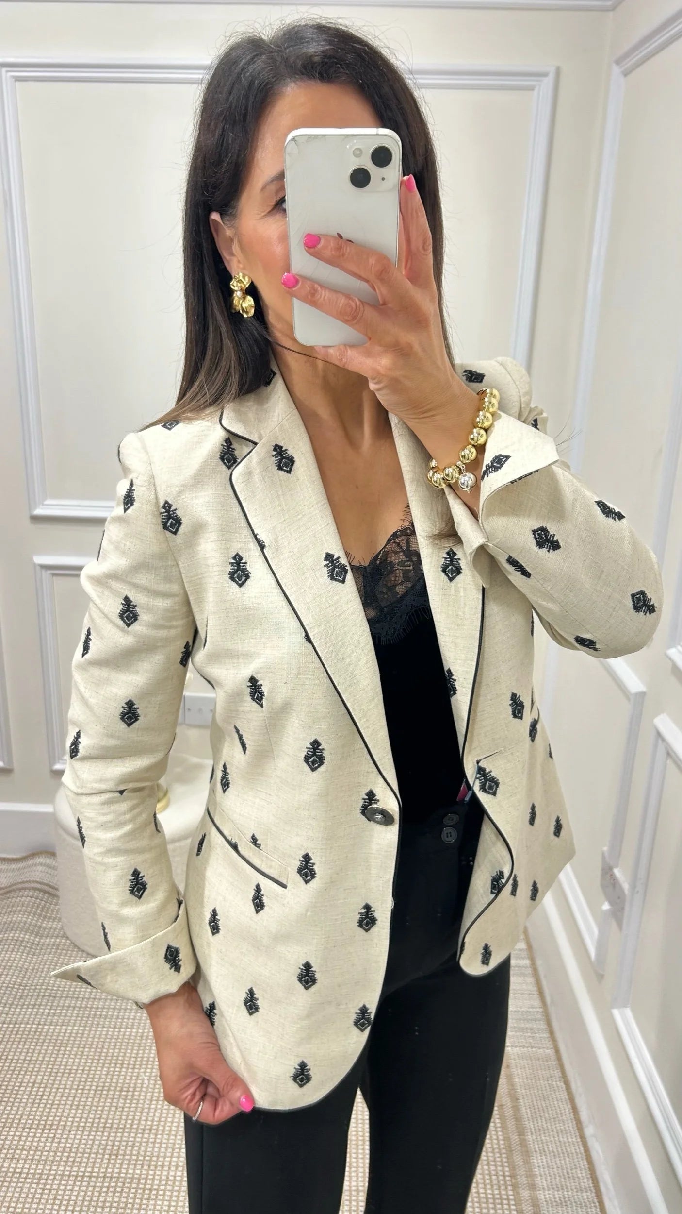 Almonte Linen Embroidered Blazer