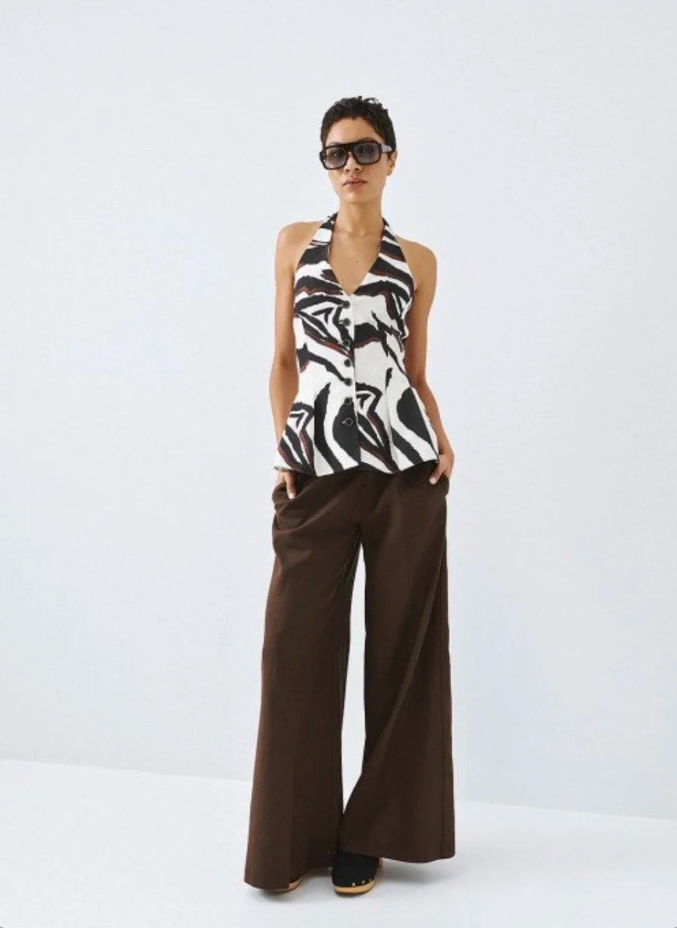 Zoey Printed Peplum Vest Top