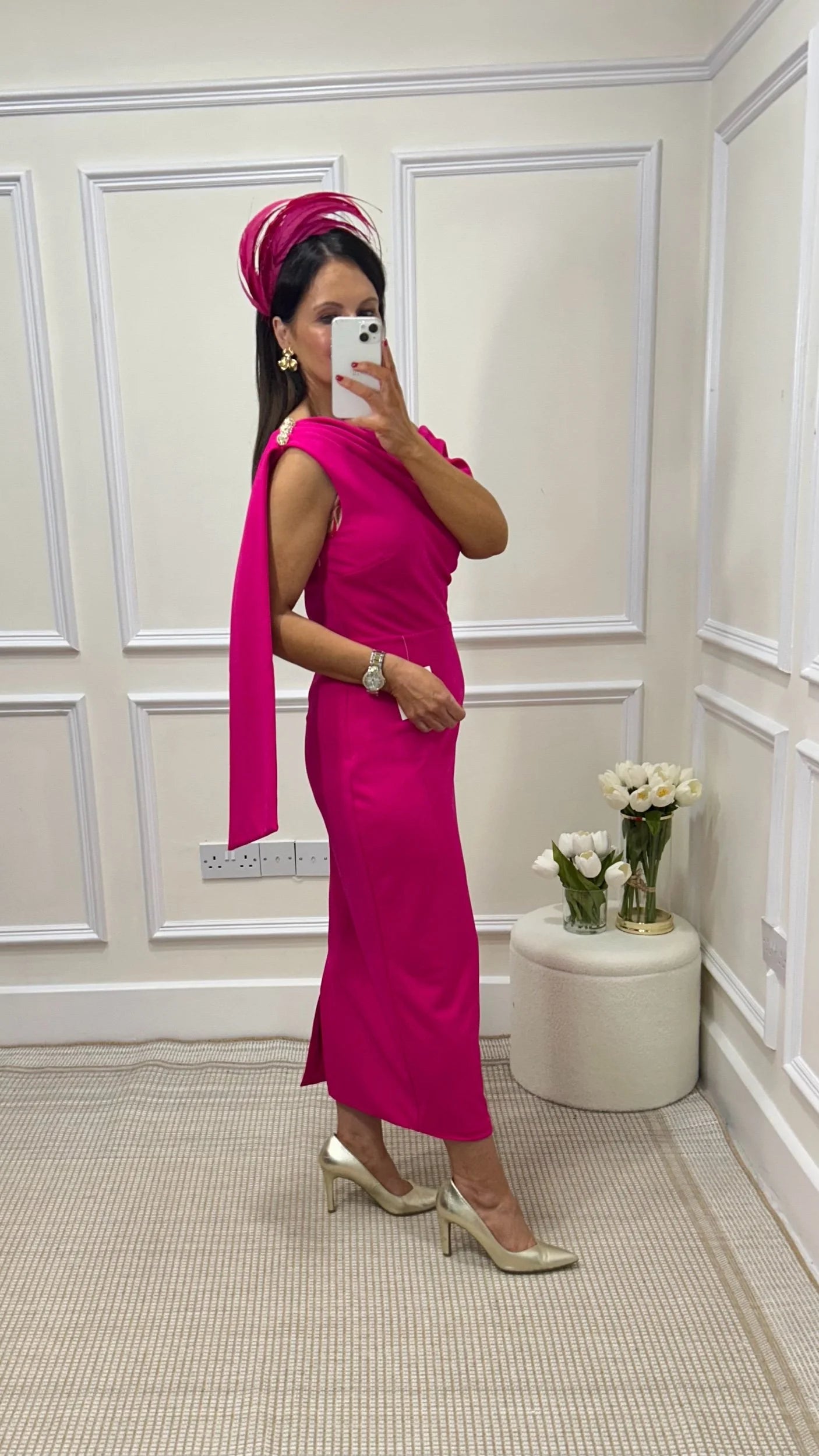 Eleni Fuchsia Pink One Shoulder Dress