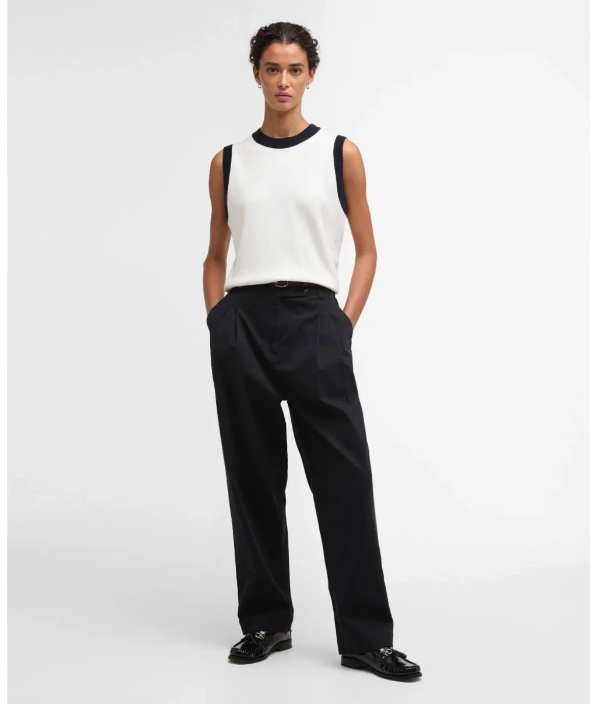 Barbour Salthill Navy/White Sleeveless Knit