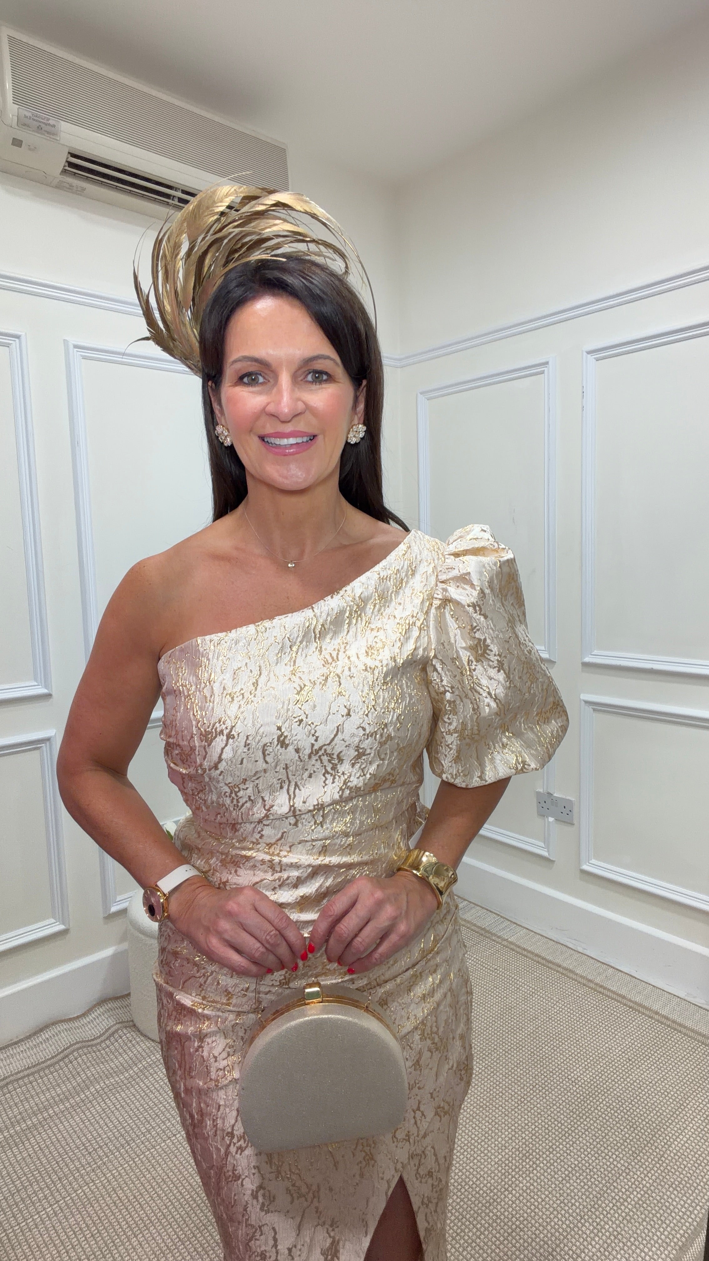 Diana Gold Metallic One-Shoulder Dress