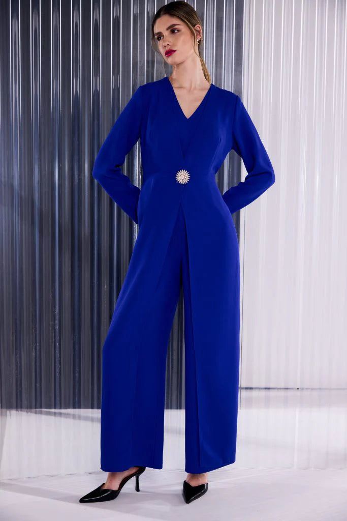 Khloe Blue Long-Sleeve Jumpsuit