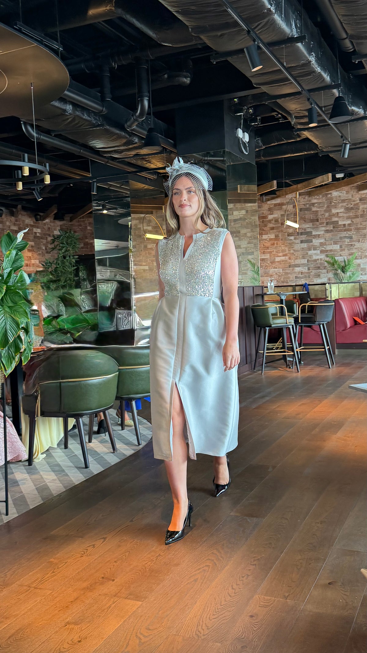 Jenny Sequin Midi Dress in Silver