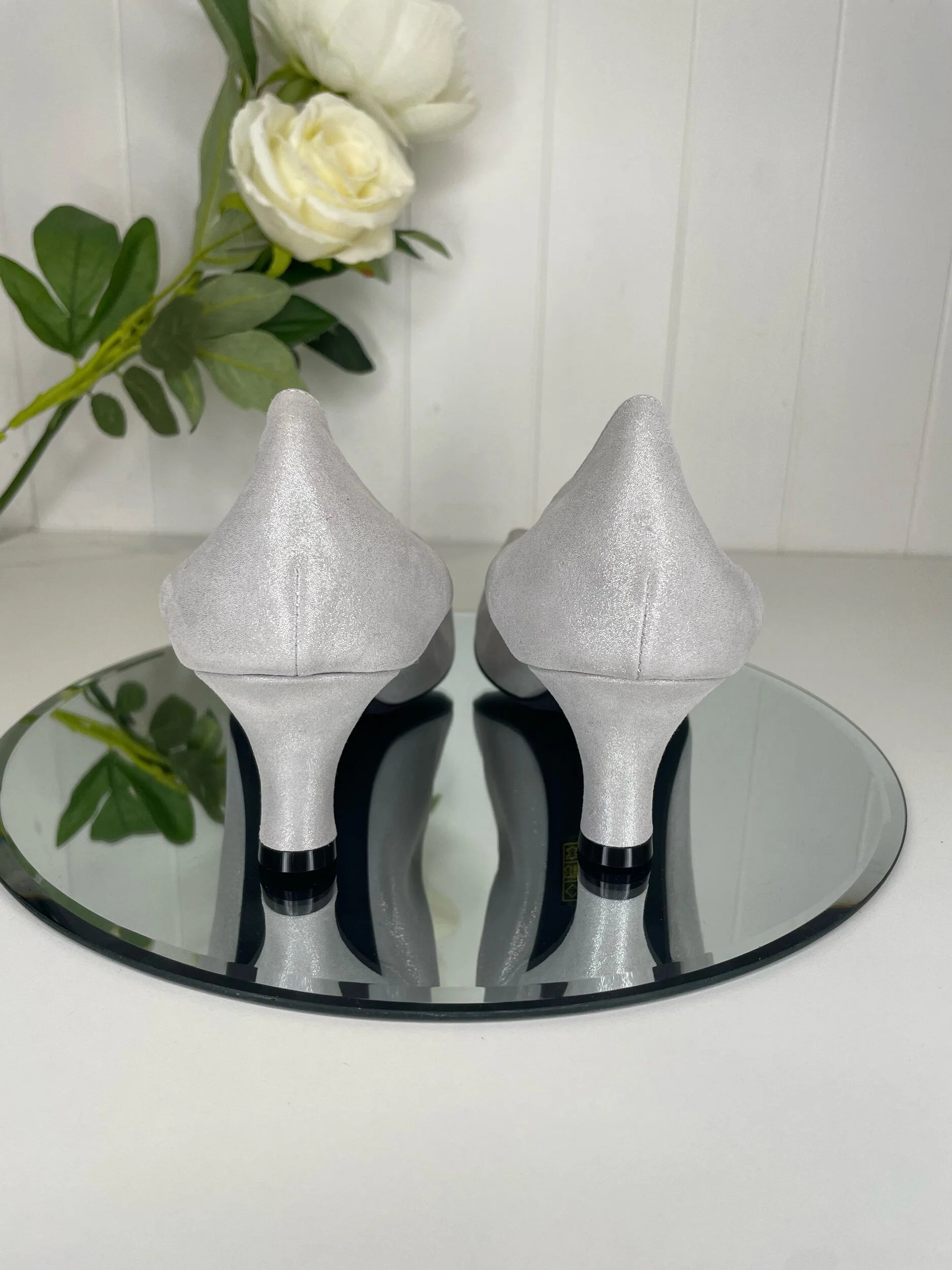 Le Babe Silver Grey Low Heel Court Shoe