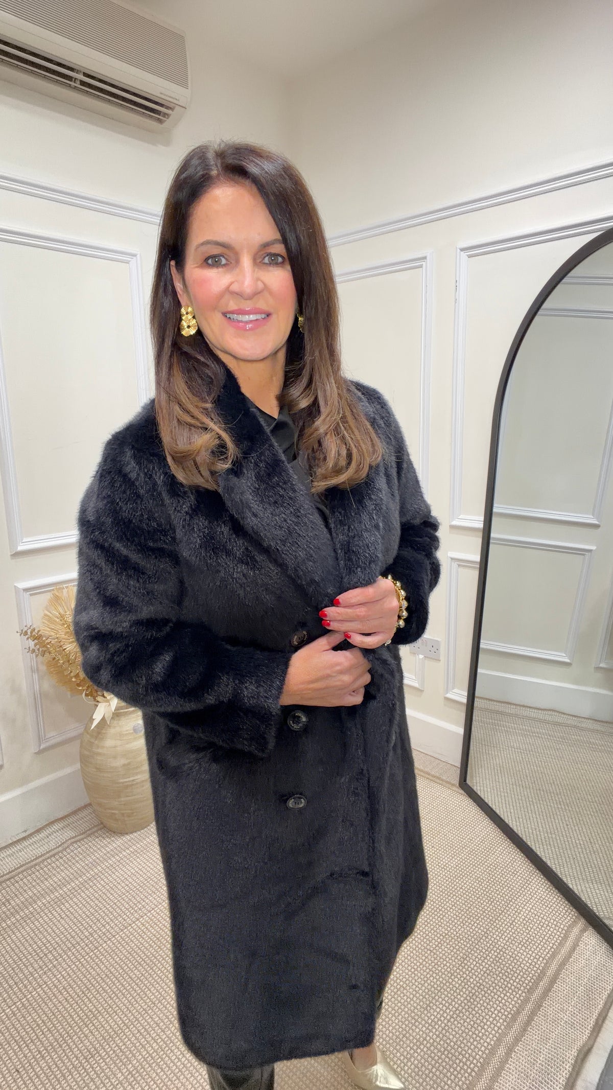 Liora Black Fur Coat