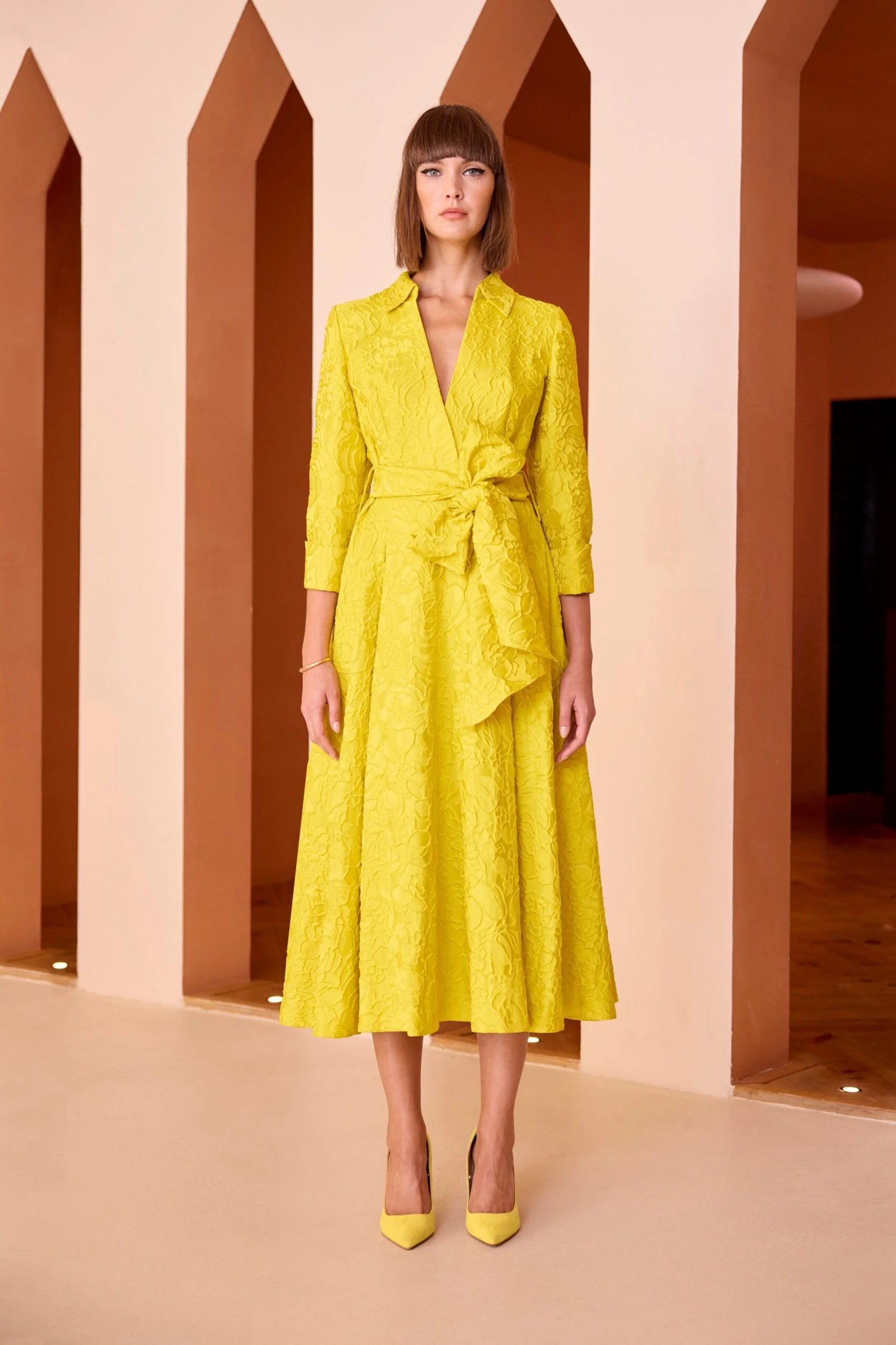 Amara Sicilian Yellow Textured Dress