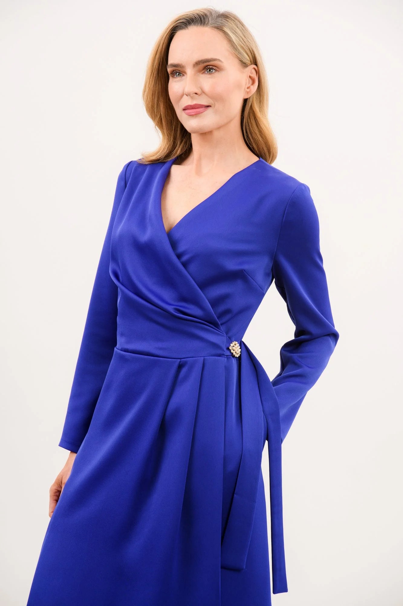 Kamilla Long-Sleeve Dress in Blue Mauve