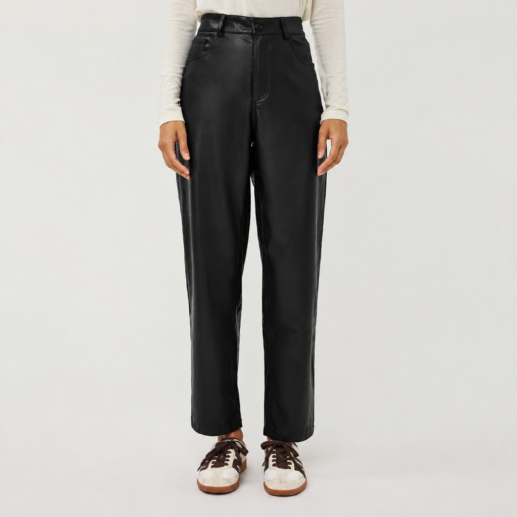 Lily Black Faux Leather Trousers