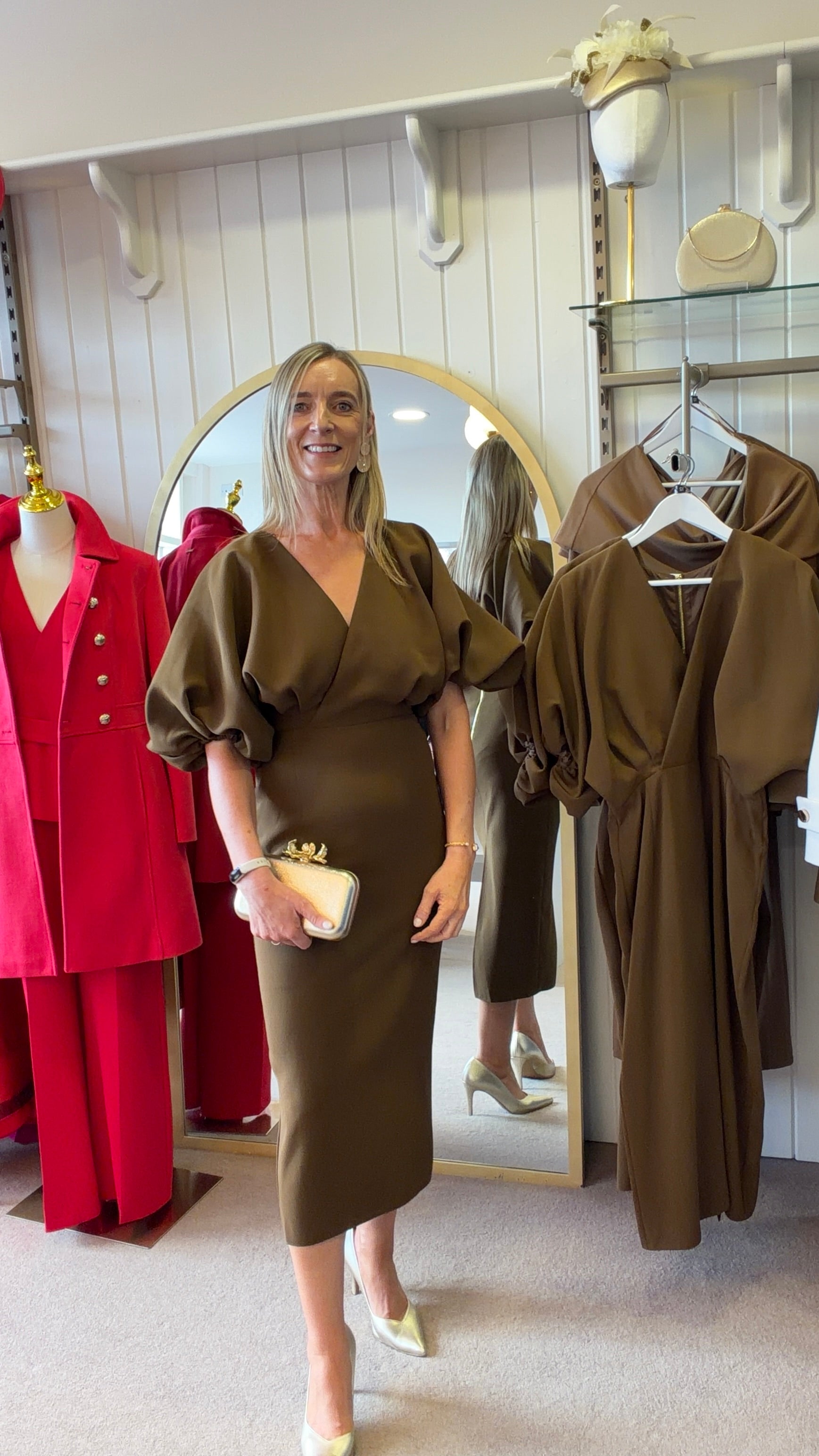 Lana Tobacco Puff Sleeve Dress