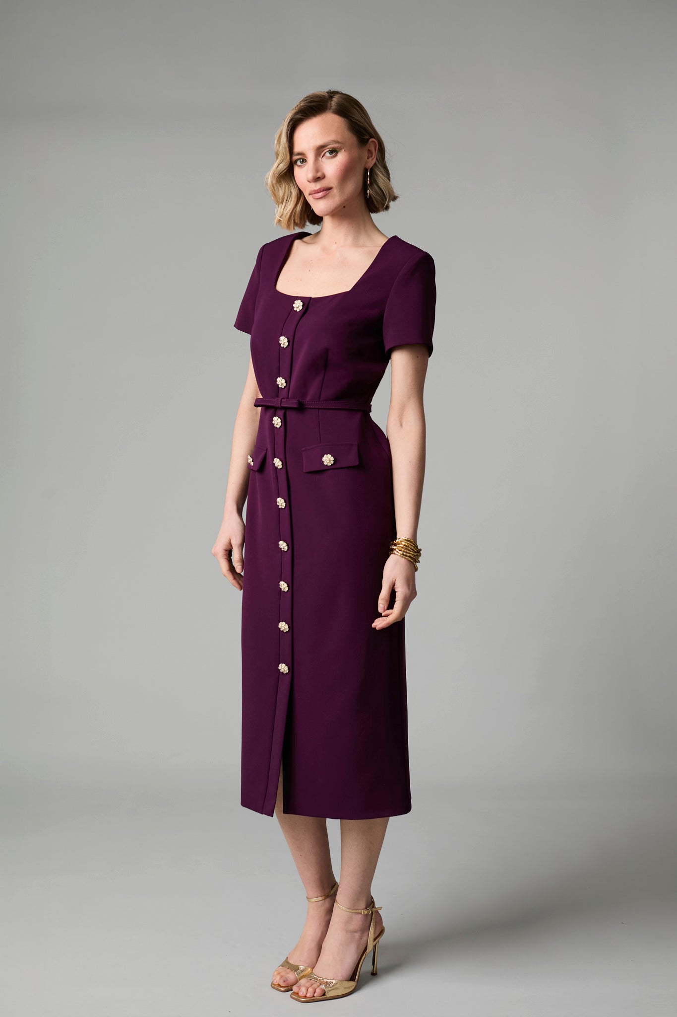Felicity Plum Button Dress