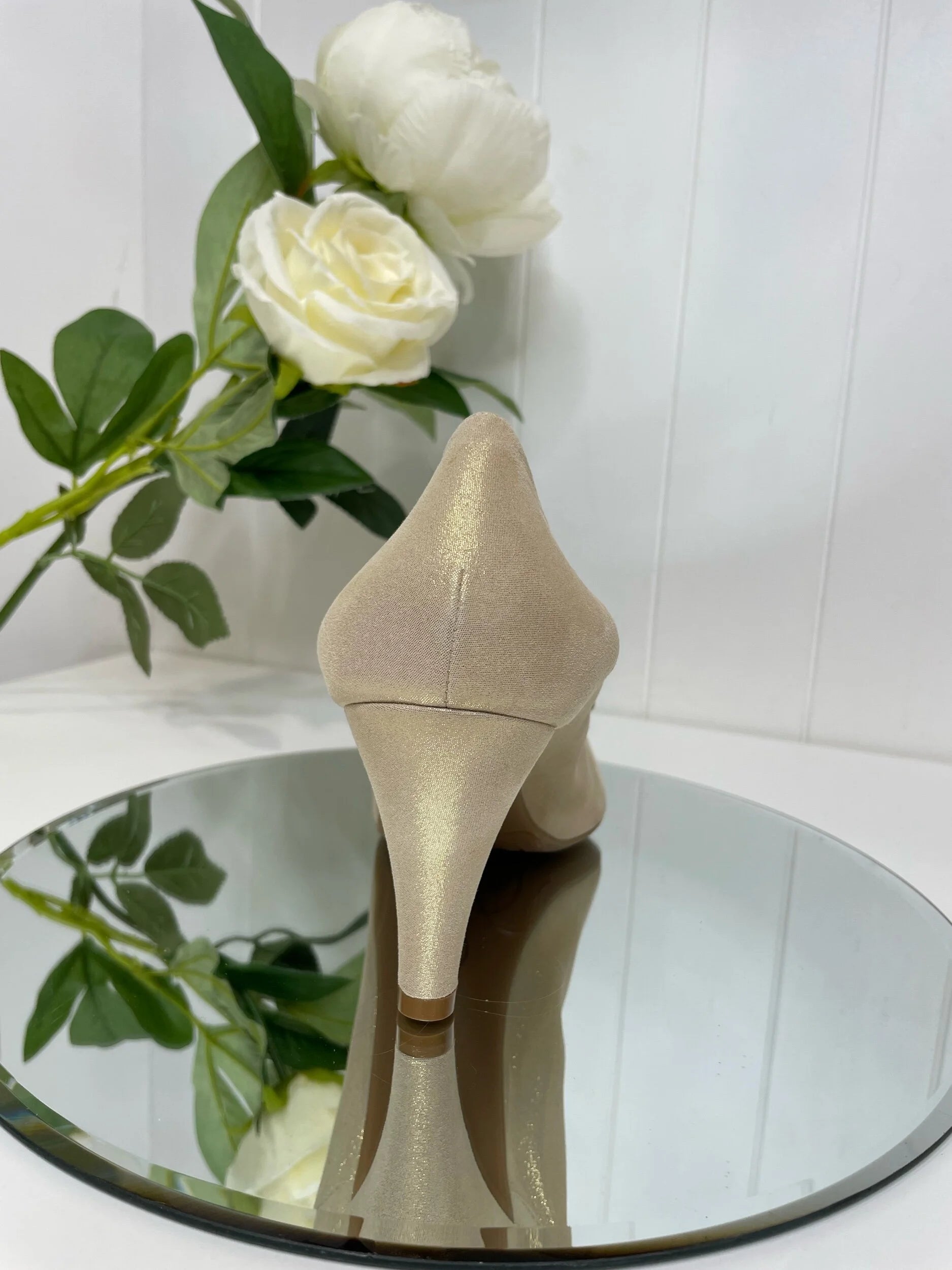 Le Babe Gold High Heel Court Shoe