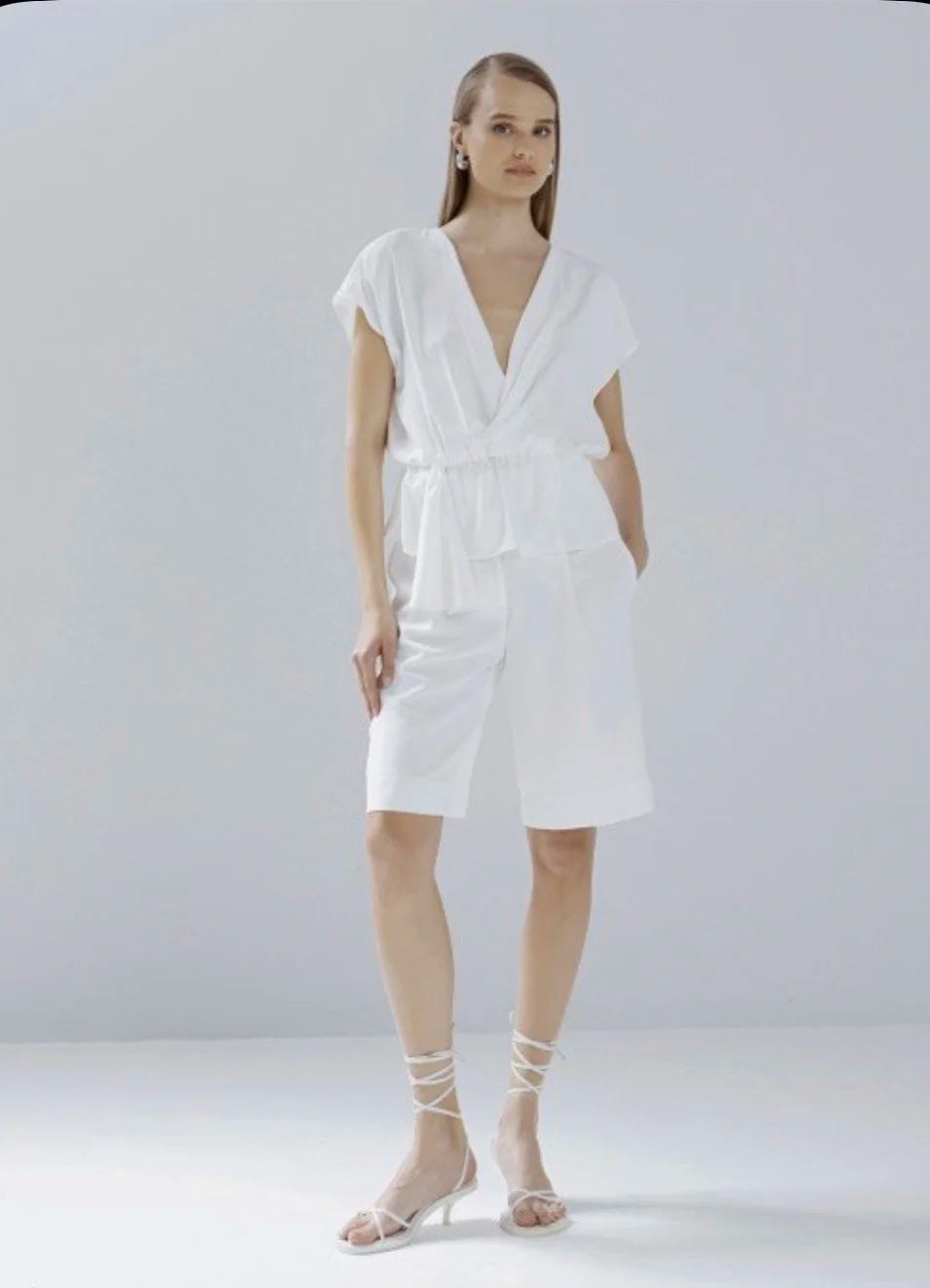 Carla White Bermuda Shorts