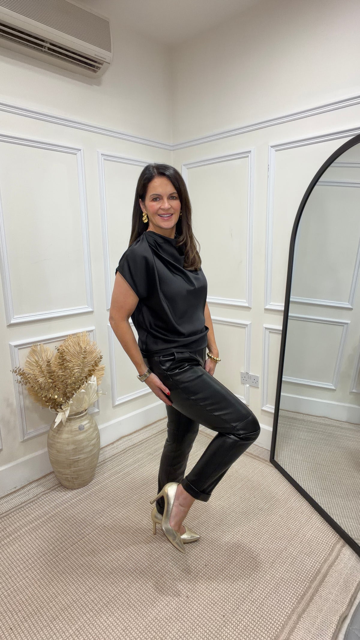 Orinaia Black Leather Trousers