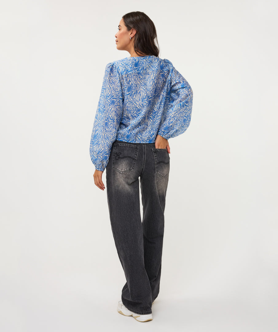 Emma Blue & White Printed Blouse