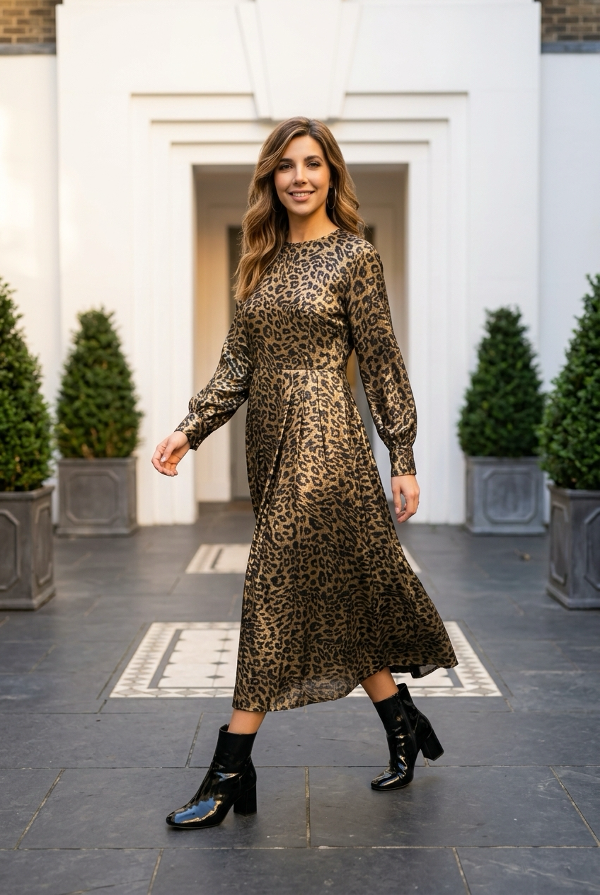 Kris Leopard Print Dress