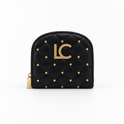 Sia Black Leather Coin Purse with Gold Studs