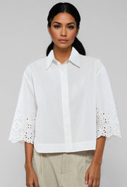 Lauren White Eyelet Embroidered Shirt