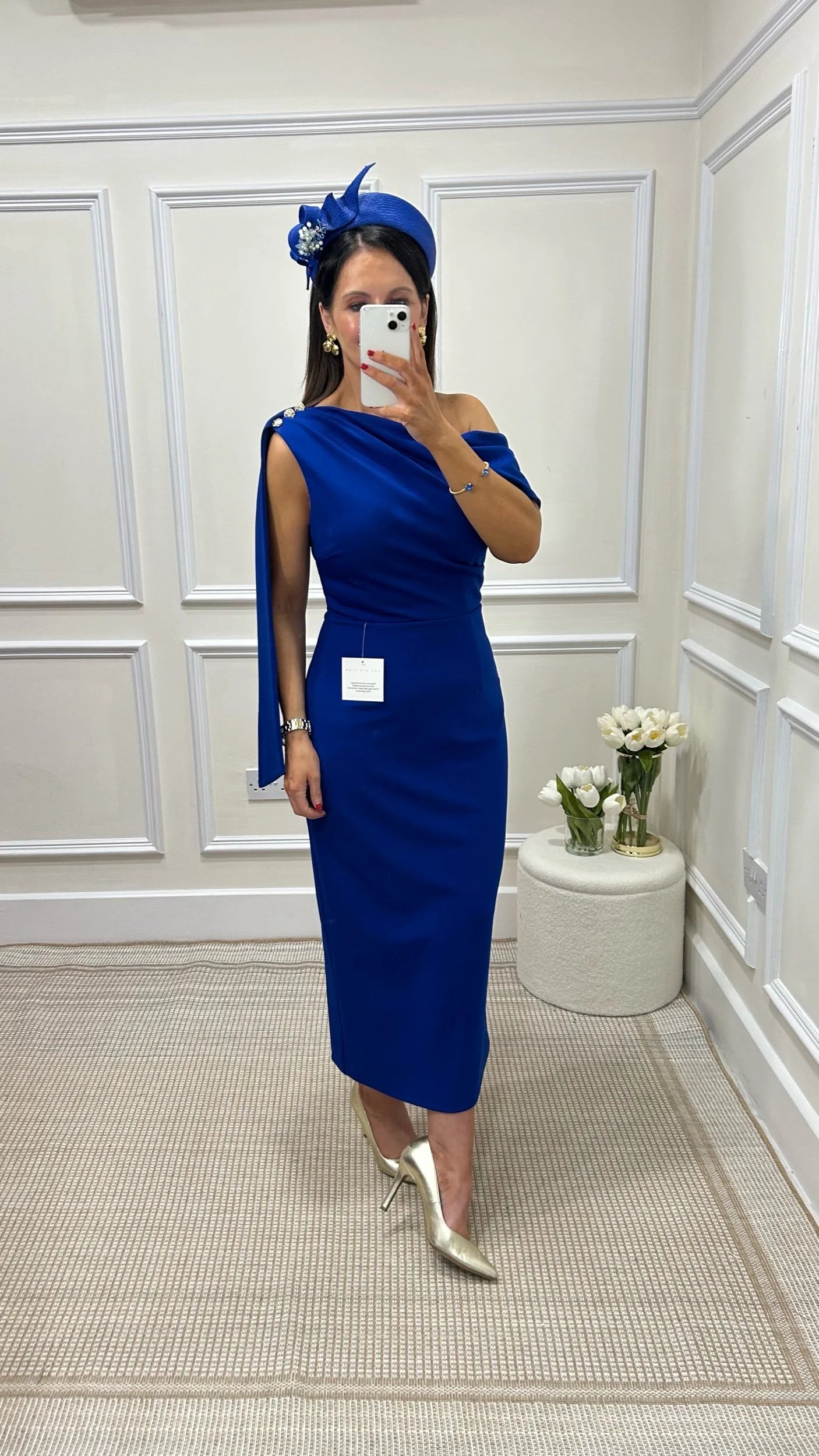 Eleni Blue One Shoulder Dress