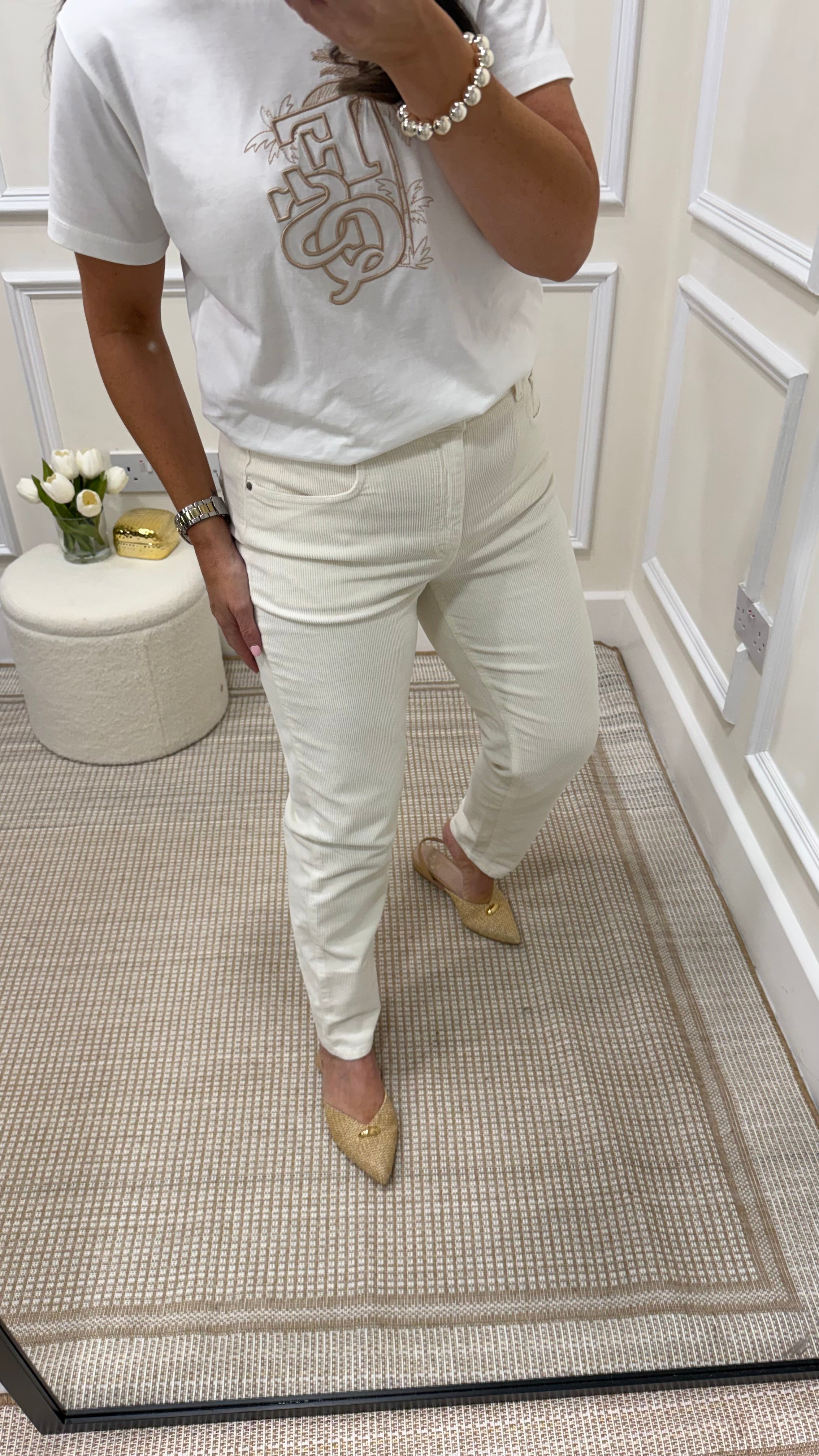 Vera Cream Corduroy Mom Trousers