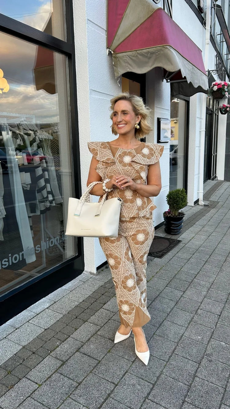 Poppy Embroidered Sand Co-Ord