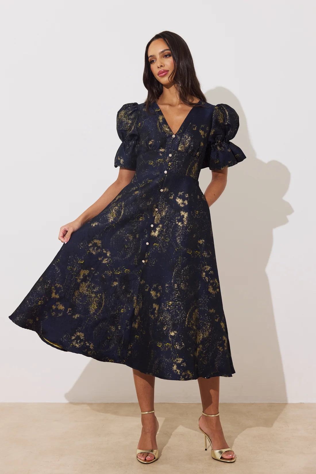 Callie Metallic Midnight Blue Dress