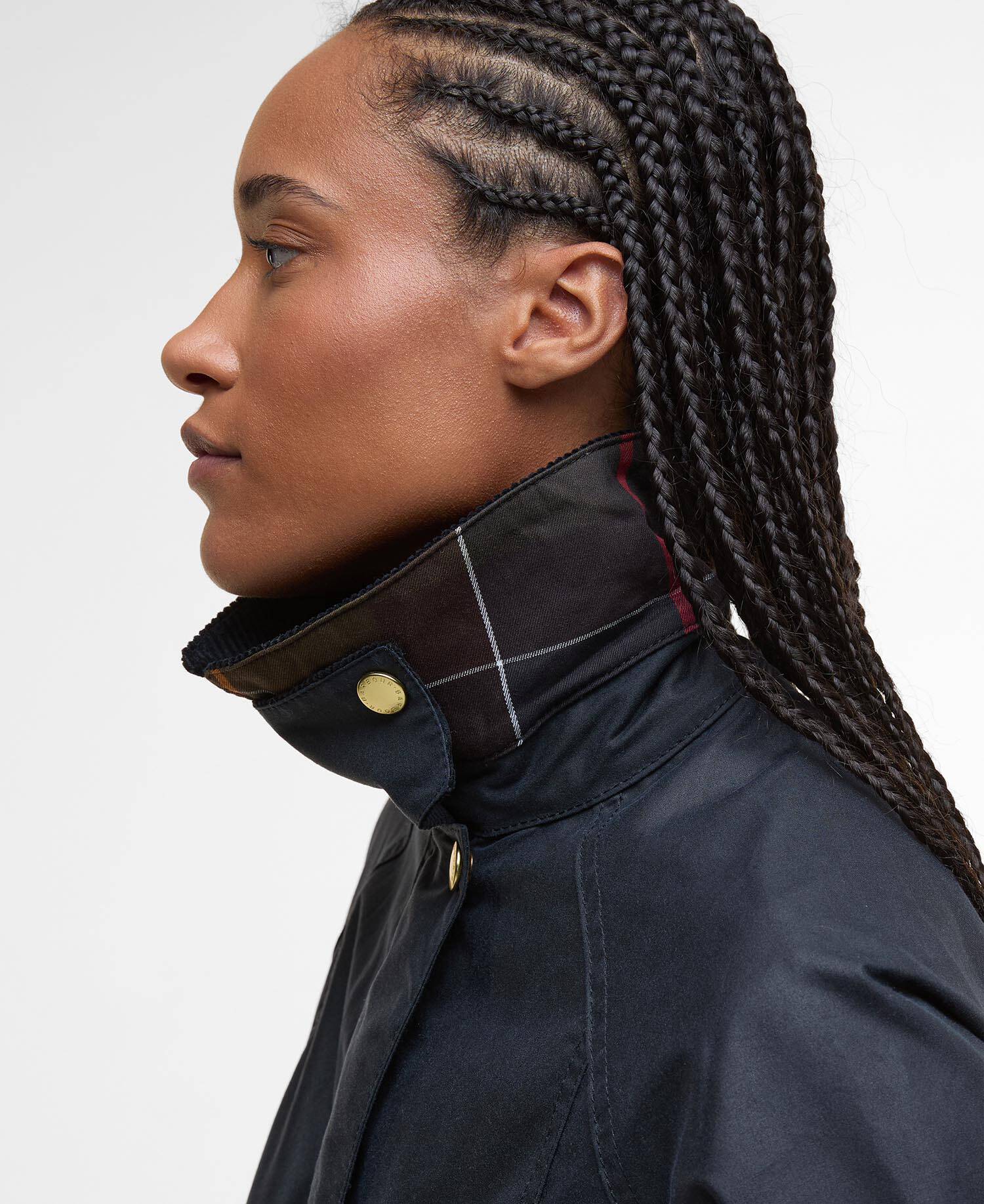 Barbour Navy Cropped Beadnell Waxed Jacket