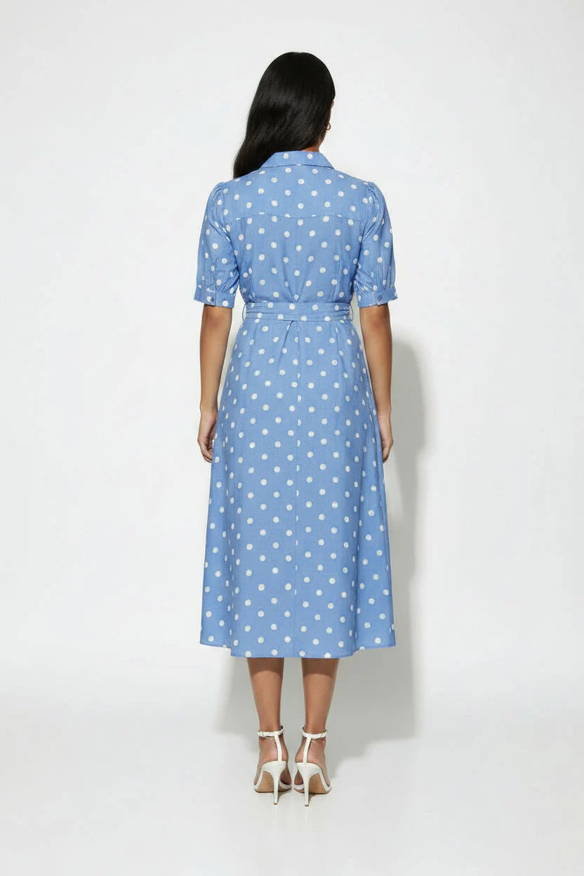 Samantha Blue Polka Dot Dress