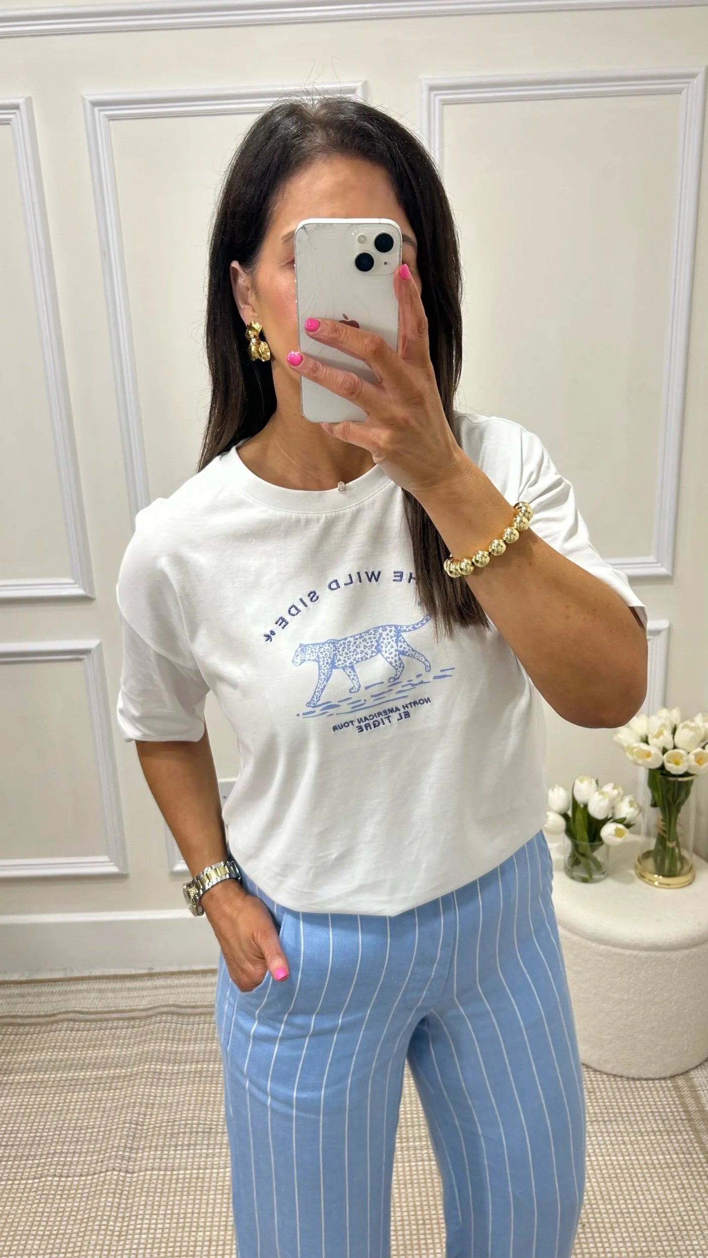 Kitty White/Blue Print T-Shirt